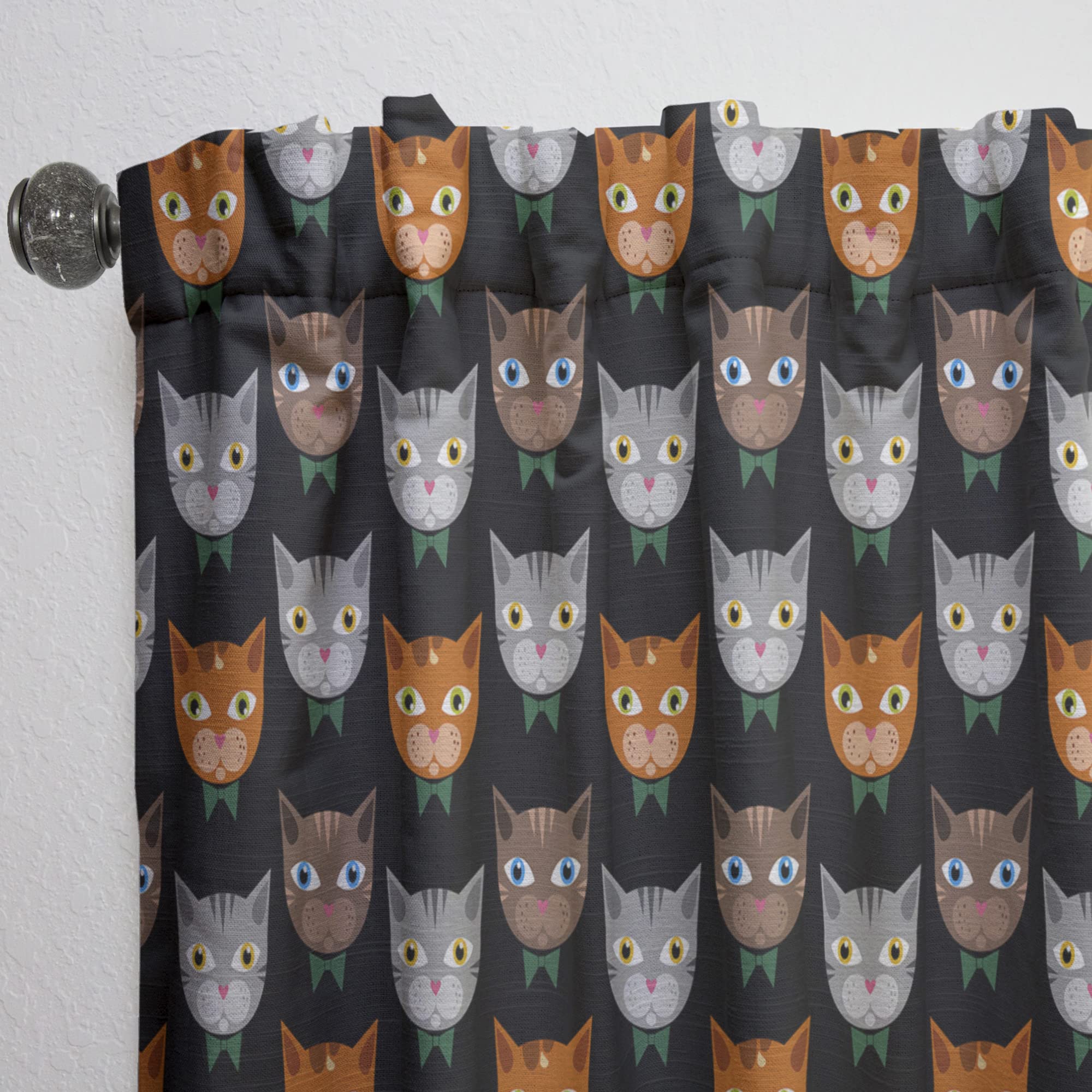 Cute Cats Pattern Thermal Insulated Curtains for Bedroom & Living Room - Single Panel 52x108 - Blackout Drapes for Cozy Home Decor & Privacy