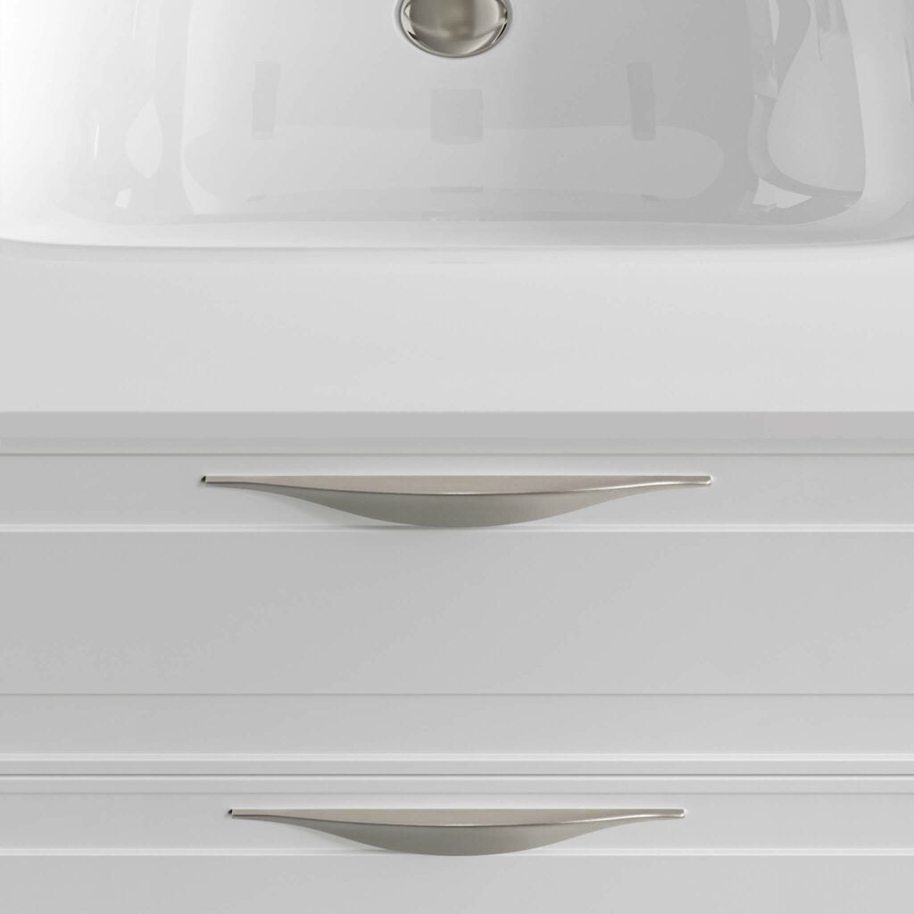 Deville 36 Inch Light Wood Wall Mount Bathroom Vanity with Porcelain or Solid Surface Countertop - High Resistance Coating for Modern Home Bathroom Decor