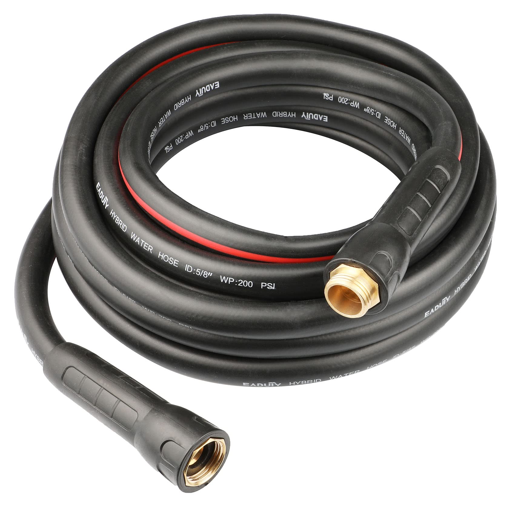 **5/8 Inch x 25 FT Heavy Duty Hybrid Garden Hose – Lightweight, Flexible, Swivel Grip Handle & Solid Brass Fittings (Gray+Red) – Perfect for Watering, Washing Cars, and Outdoor Cleaning**