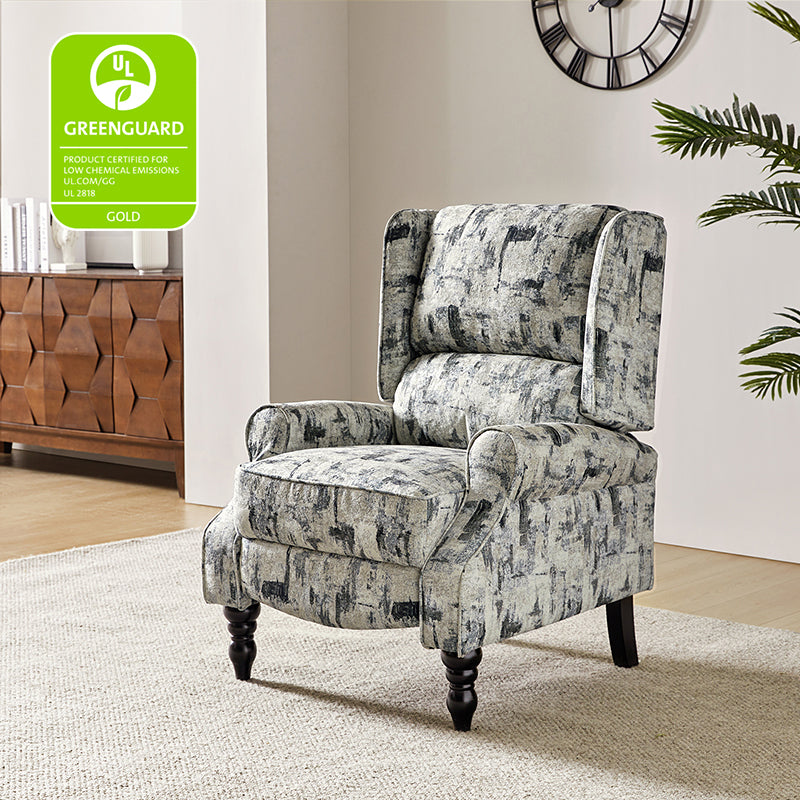 Erdeni Upholstered Manual Wingback Recliner Chair - Comfortable Living Room Armchair with Smooth Reclining Mechanism - Perfect for Home Theater, Reading Nook & Relaxation