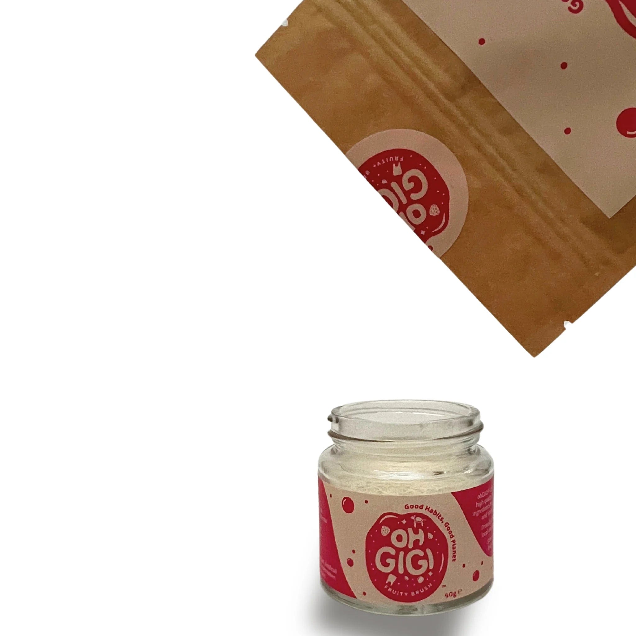 OhGiGi Organic Toothpowder - Natural & Fruity Flavor for Fresh Breath & Whitening | Eco-Friendly Dental Care for Home & Travel Use