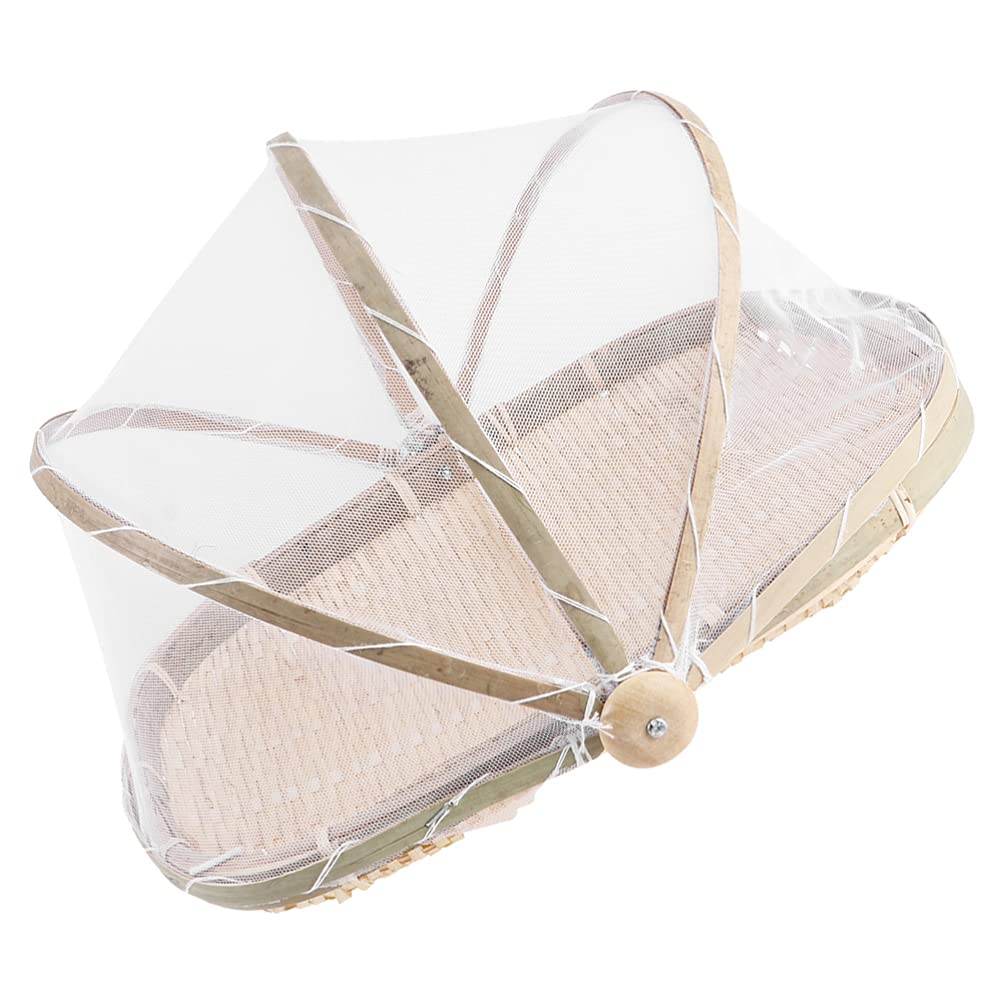 Happyyami 33x28cm Square Bamboo Bread Basket with Net Cover - Eco-Friendly Storage for Snacks, Eggs, Fruits - Perfect for Kitchen, Picnic, and Home Decor