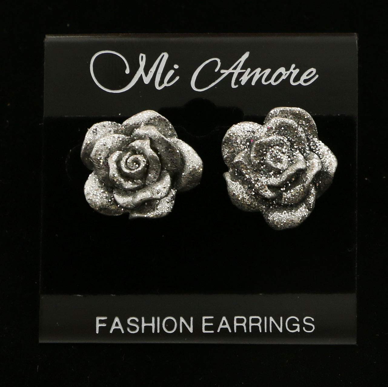 MiAmore Rose Post Earrings for Women - Sterling Silver Plated Elegant Floral Stud Earrings - Perfect for Weddings, Parties & Everyday Wear