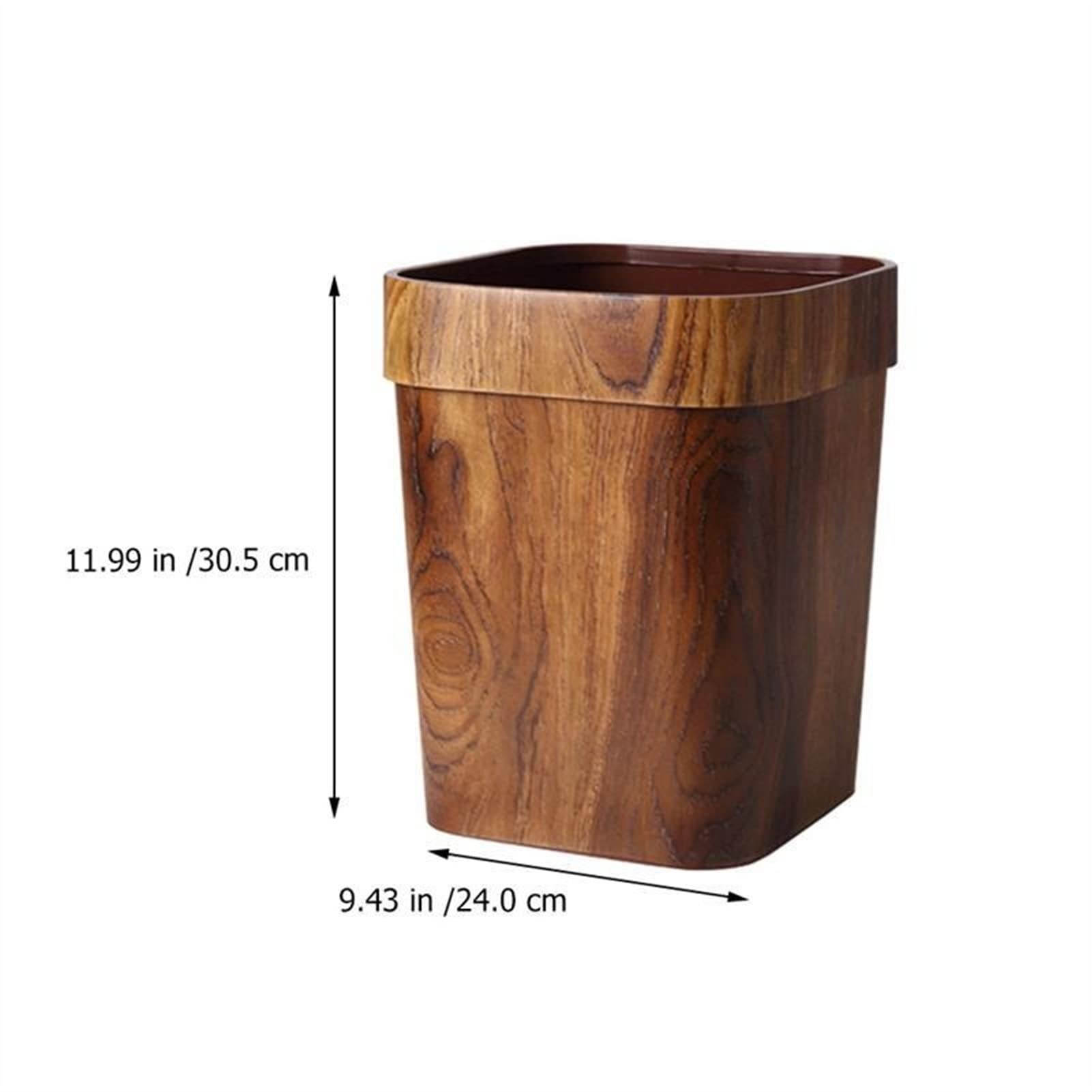 TOMYEUS 14L Retro Wood-Look Compost Bin - Large Square Kitchen & Office Trash Can with Step Pedal, Eco-Friendly Waste Container for Food Scraps, Recycling & Household Use - Perfect for Countertop, Pantry & Sustainable Living