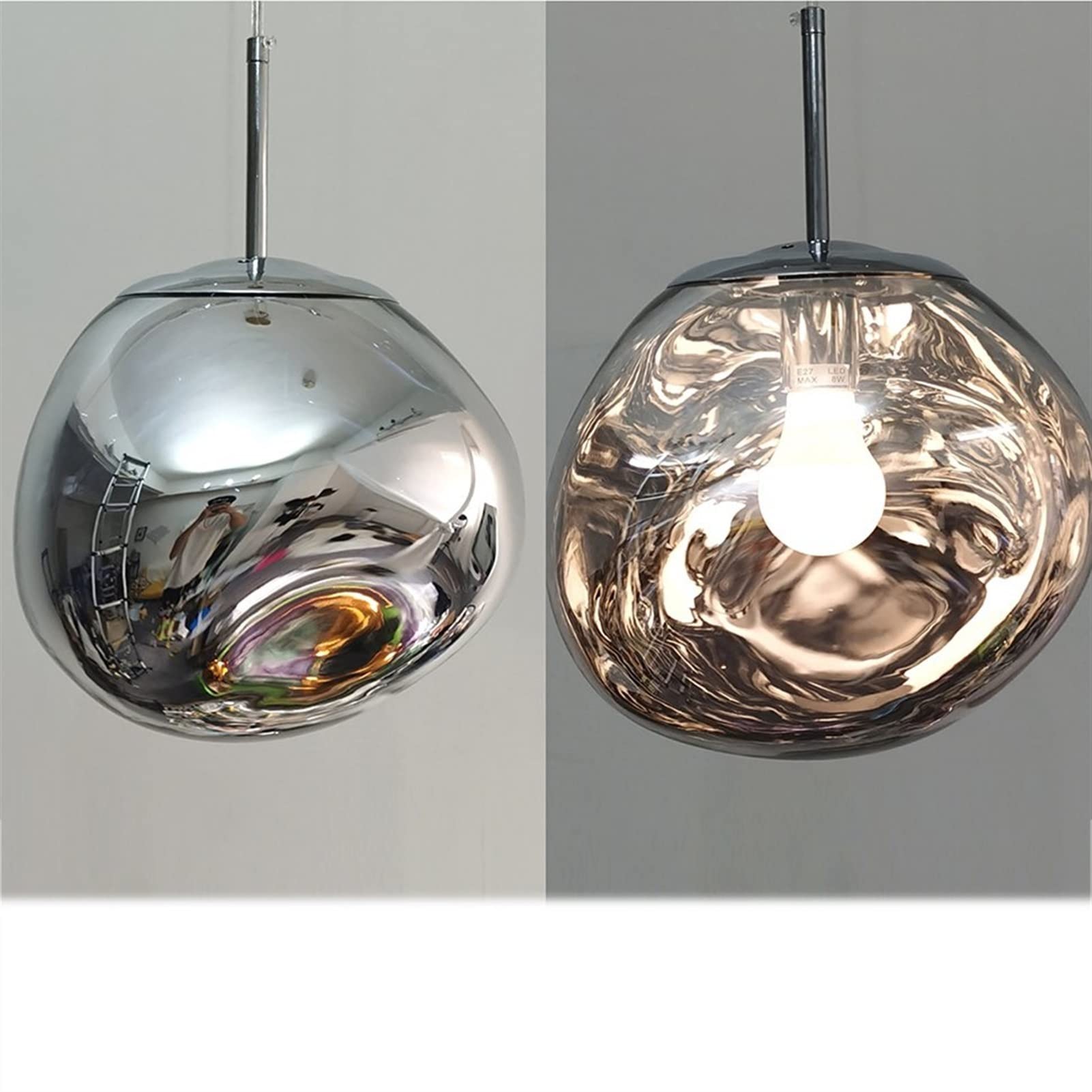 Modern LED Ceiling Chandelier Lighting - Industrial PVC Lava Pendant Lamp for Loft, Bar, Cafe & Home Decor (Silver, 15CM) | Stylish Hanging Light Fixture for Dining Room, Bedroom & Living Room