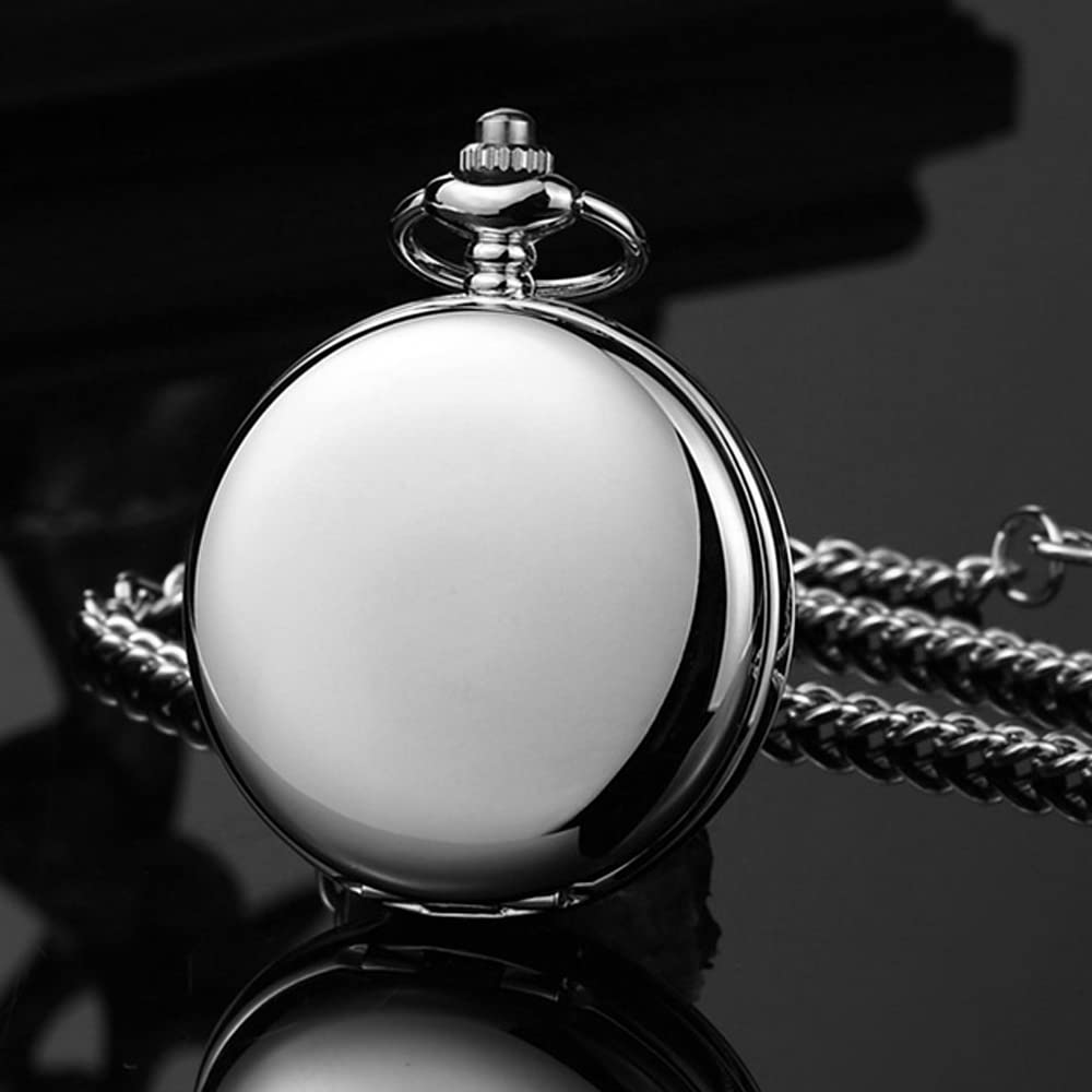 Customizable Smooth Pocket Watch for Men - Personalized Engraved Pocket Watch with Chain - Unique Father's Day Gift Idea - Perfect for Vintage Style & Special Occasions