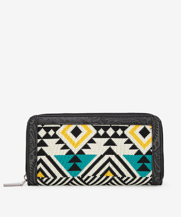 Montana West Southwestern Tooled Leather Wallet for Women - Stylish Cowhide Bifold with Card Slots & ID Window - Perfect for Everyday Use, Travel & Western Fashion