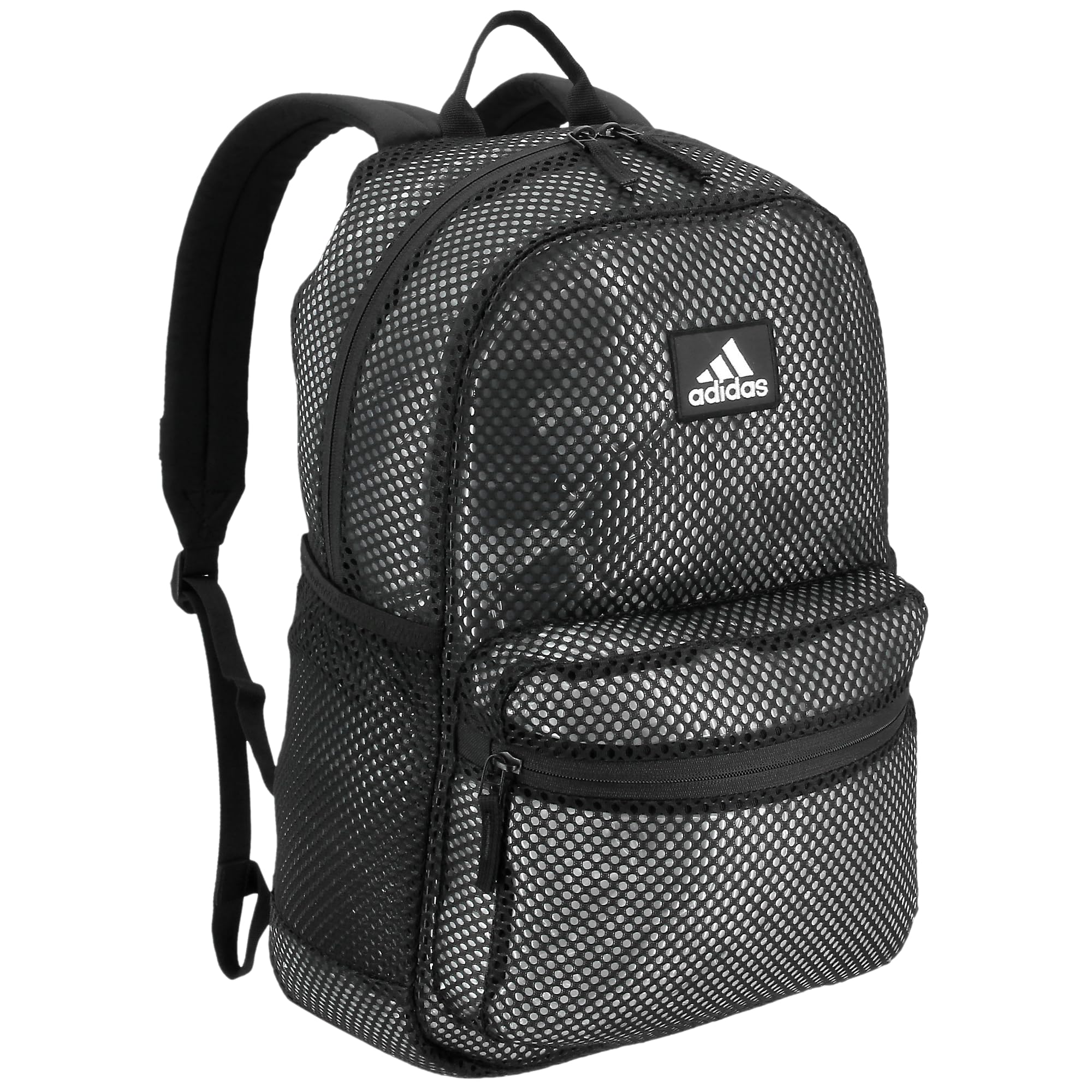 Adidas Hermosa Mesh Backpack - Transparent Clear Festival Bag for Women & Men, Black/White/2.0 One Size - Perfect for Raves, Concerts, Beach & Travel