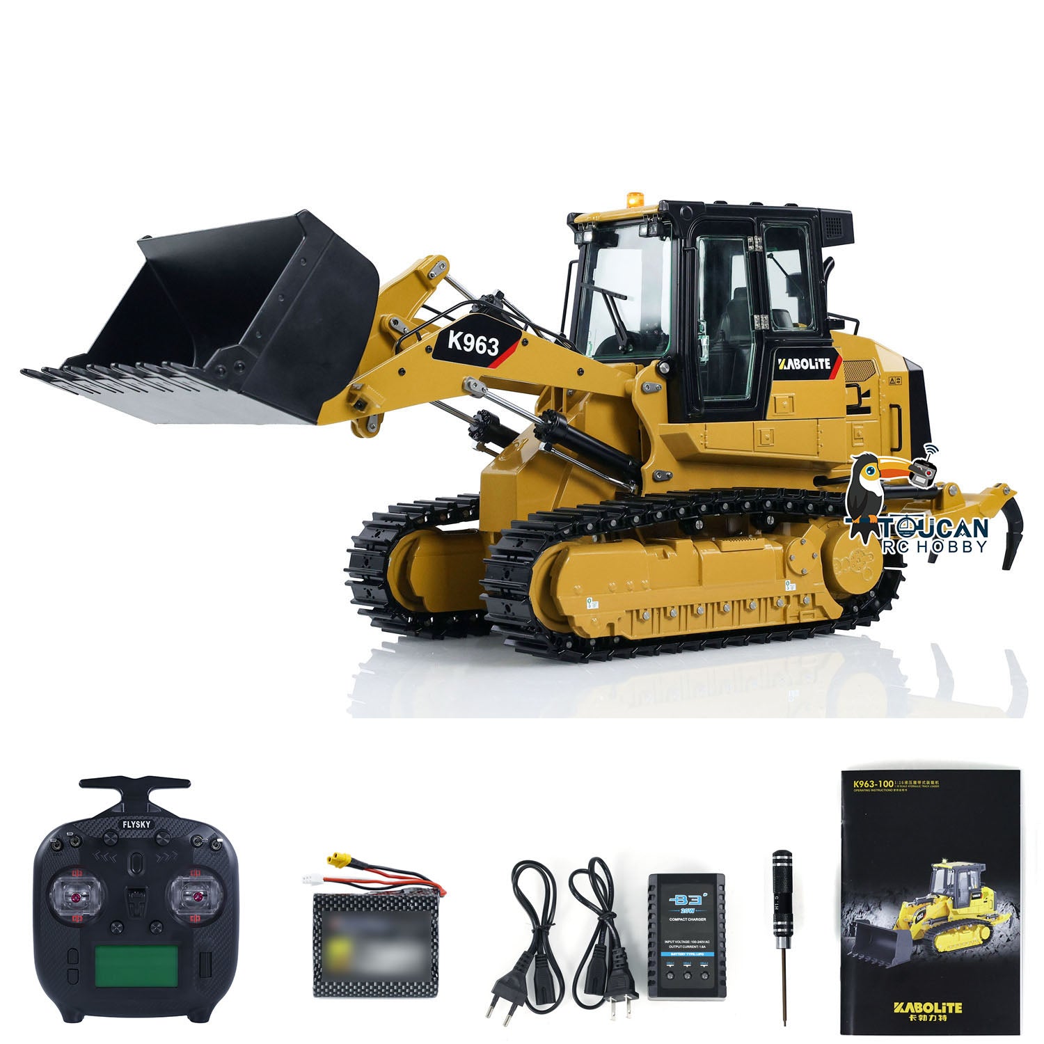Kabolite 1/16 Scale Hydraulic RC Loader K963 - 2.4GHz Remote Control Construction Vehicle with Battery & LED Lights | Fast Free Shipping | Perfect for Construction Simulation, Kids Play & RC Hobbyists
