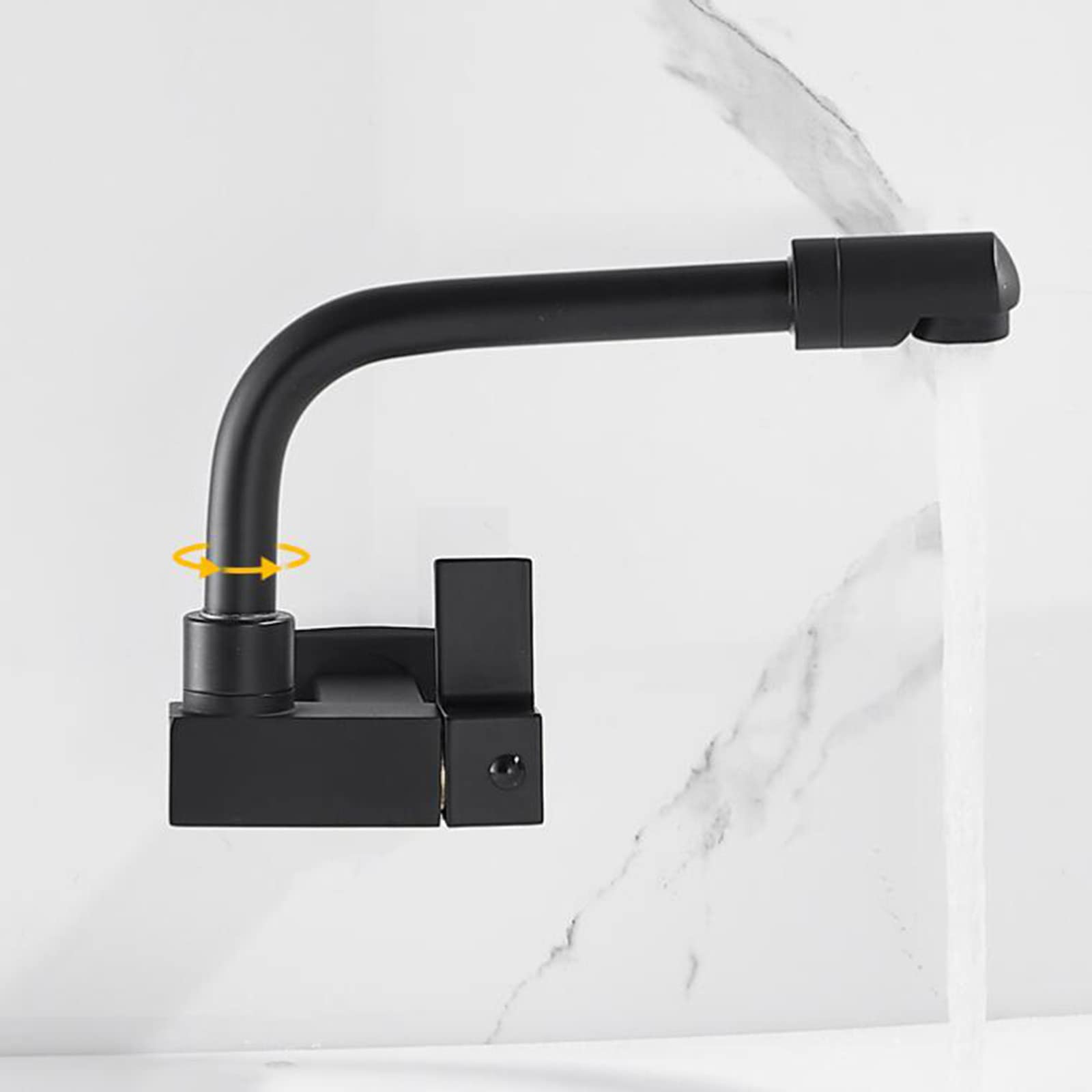 Wall-Mounted Single Hole Cold Water Brass Faucet - 20cm, RAKRISTE, Black 28cm - Perfect for Kitchen Sink, Mop Sink & Utility Areas