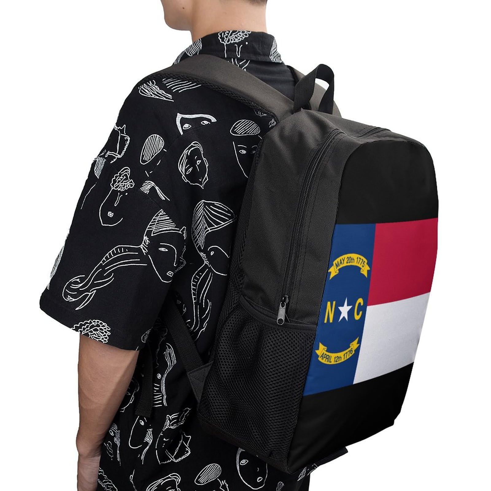 IOEDTHBJ 3D Printed North Carolina Flag Backpack - 17 Inch Laptop Bag for Men & Women, Durable School & Travel Computer Backpack - Perfect for College, Work & Outdoor Adventures