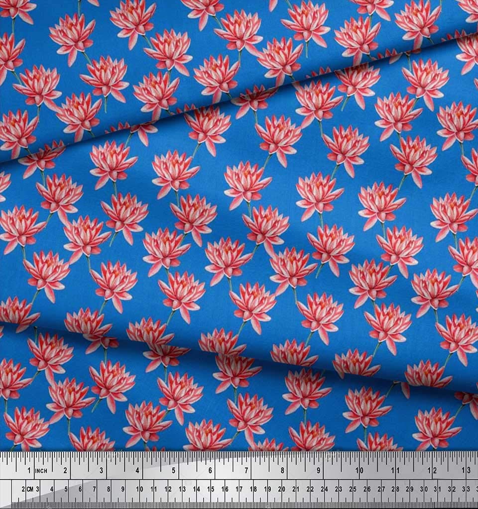 Soimoi Moss Georgette Brown Fabric by The Yard - 42 Inch Wide Lotus Floral Print Fabric for Dresses, Scarves & Home Decor - Exotic Spiritual Design Fashion Material