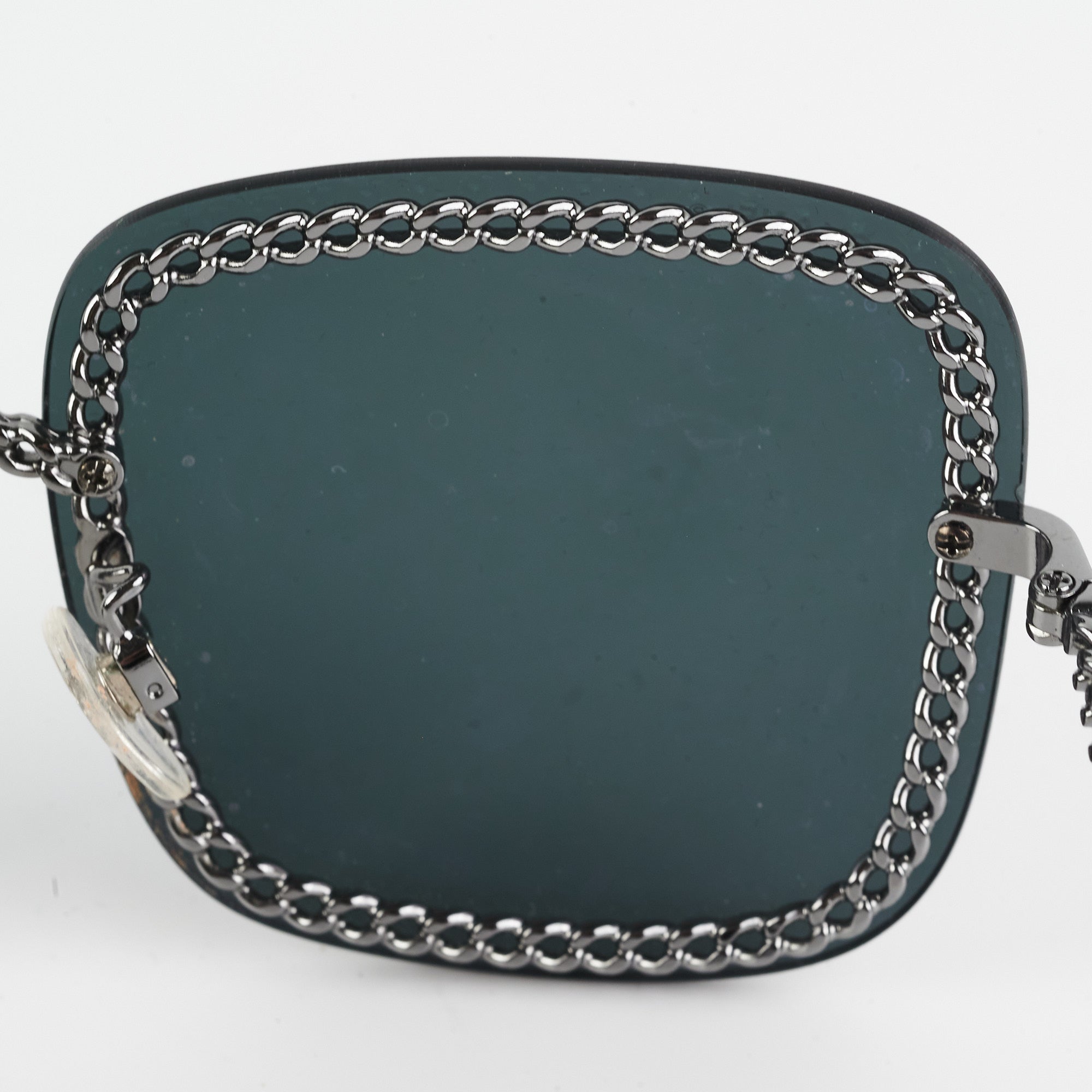 Chanel Square Sunglasses for Women - Grey/Gunmetal Black Frame with Chain - Luxury Fashion Sunglasses for Beach, Driving & Outdoor Activities