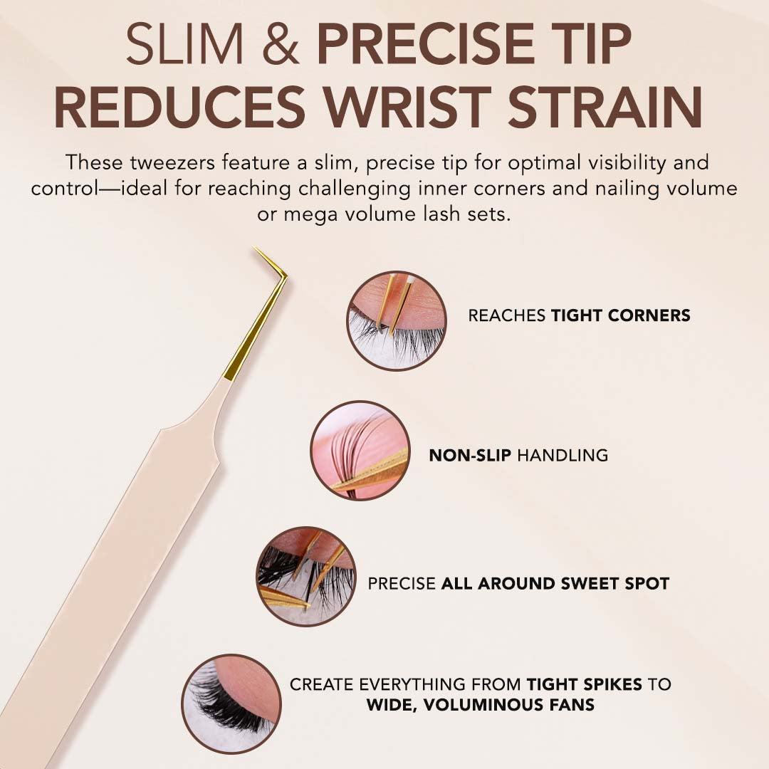 90° Angle Fiber Grip Tweezer - Precision ESD Safe Anti-Static Tweezers for Electronics, Jewelry & Watch Repair - Ideal for PCBs, Micro Components & Crafting