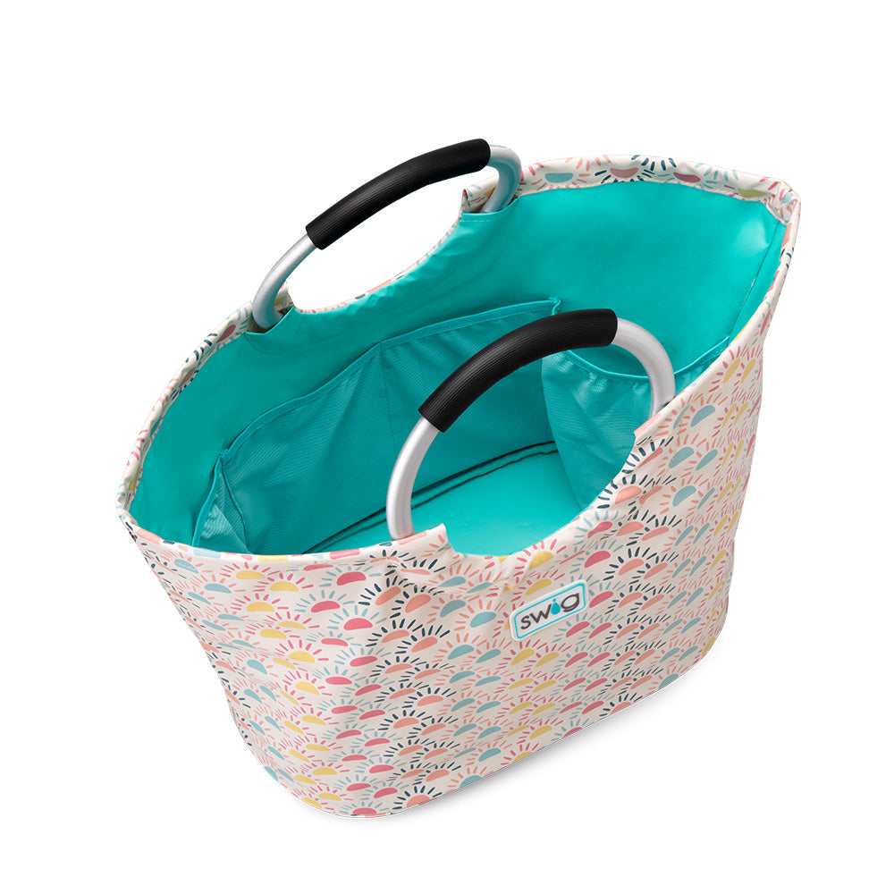 Sun Chaser Loopi Tote Bag - Lightweight Waterproof Beach Bag with Zipper Closure | Perfect for Beach, Pool, Travel & Shopping | Trendy Eco-Friendly Reusable Grocery Tote