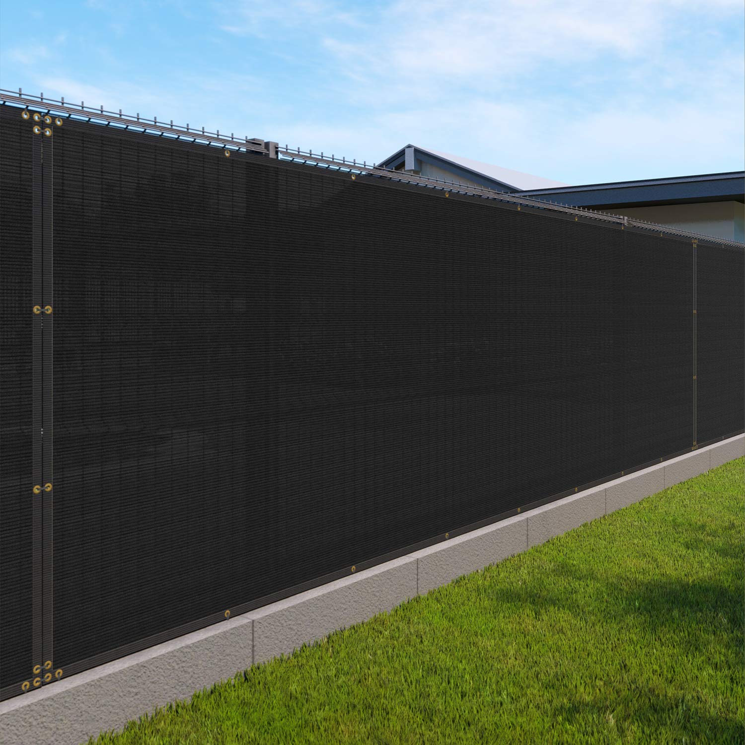 Heavy Duty Black Privacy Screen Fence - 6' x 278 with 150 GSM & Brass Grommets - Custom Size Available for Patio, Garden, and Poolside Privacy Protection