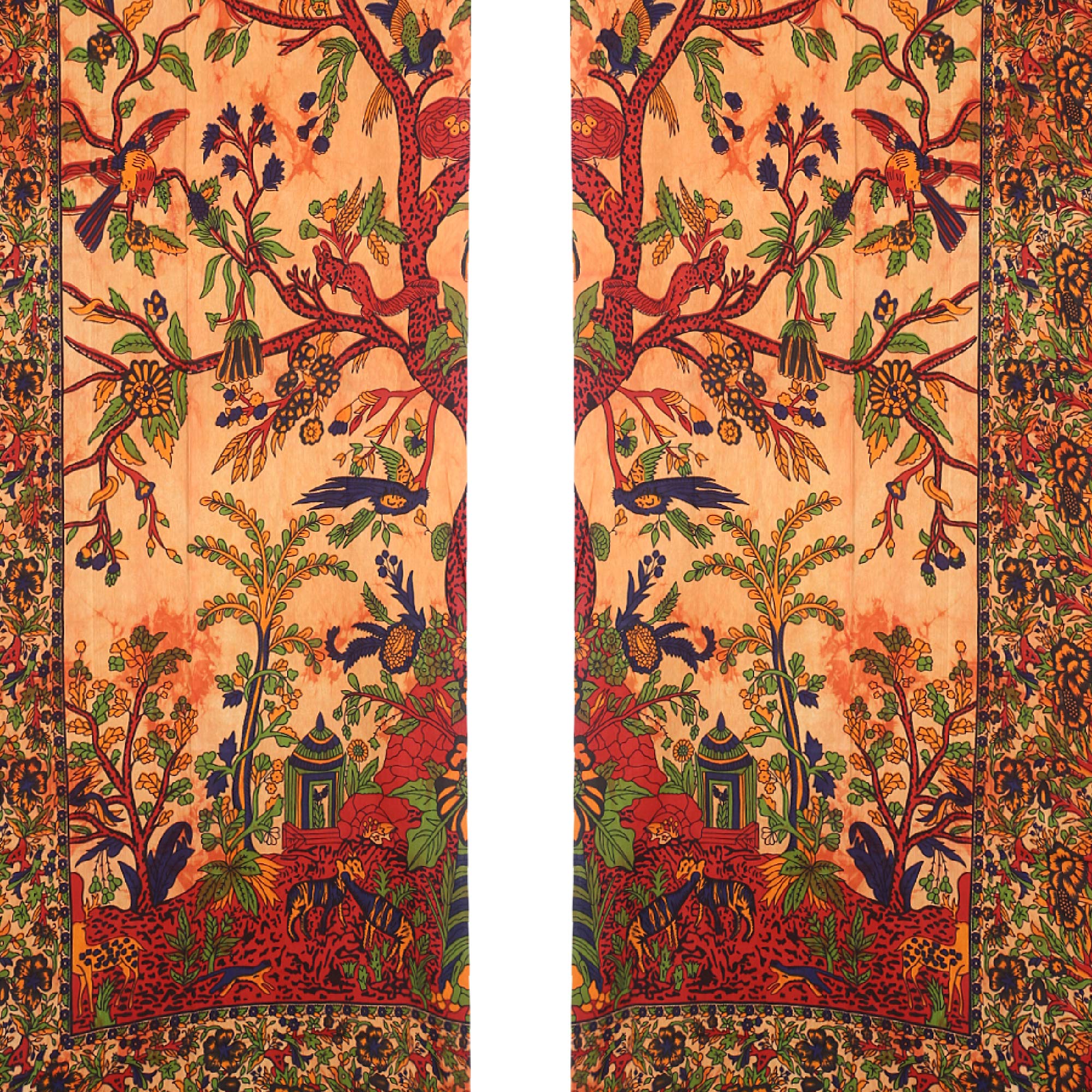 Hippie Bird Tapestry Curtains 80x82