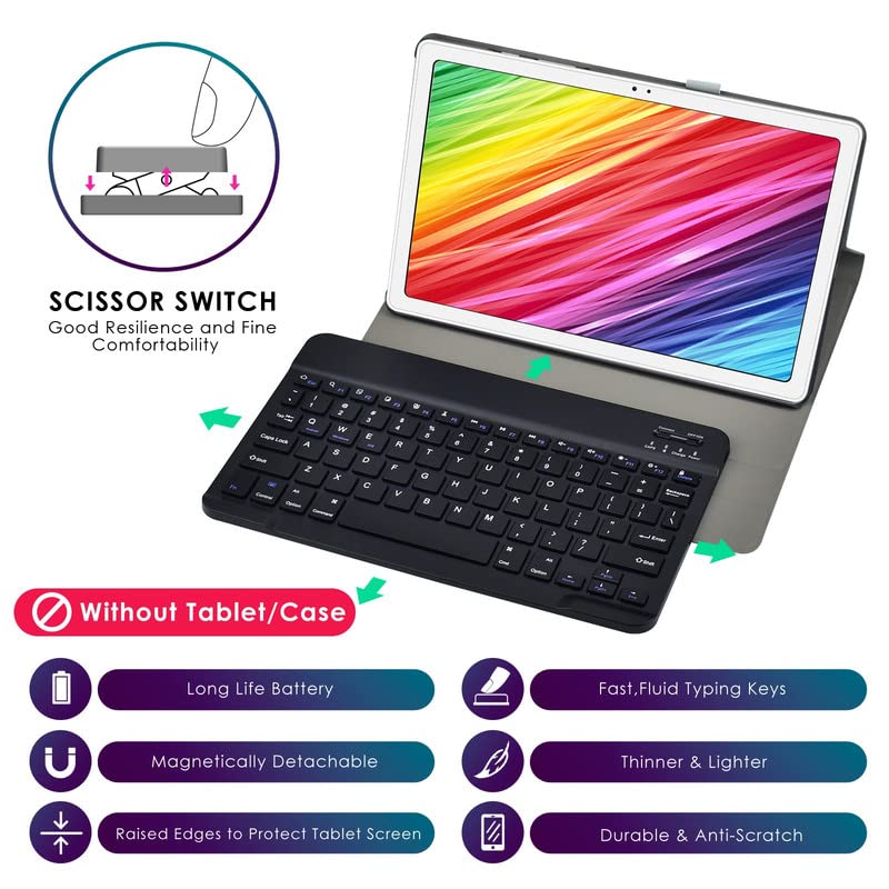 DETUOSI 10 inch Universal Wireless Keyboard - Ultra Thin (0.23