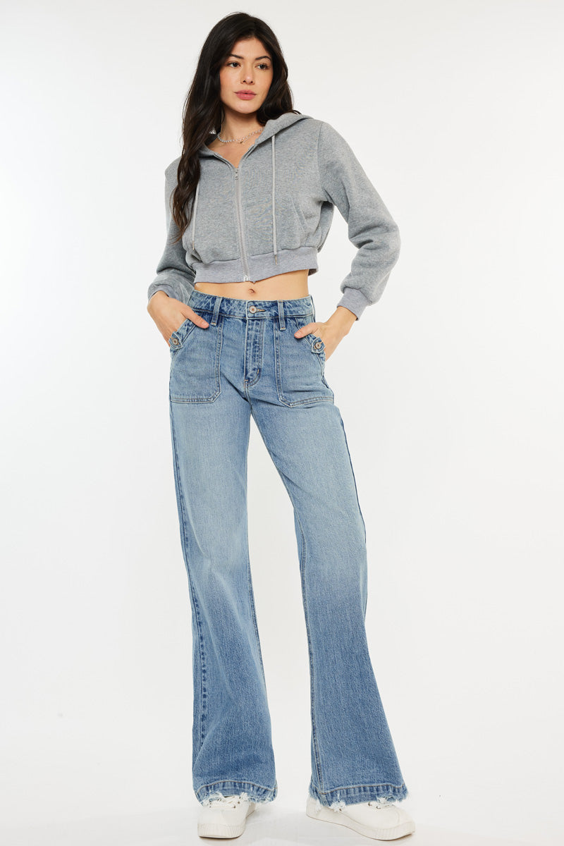 Yezmin High Rise Wide Flare Jeans for Women - Stretchy Denim Pants with Bootcut Fit | Perfect for Casual Wear, Office & Date Nights