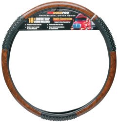 RoadPro RPSW-3003 18 Inch Black/Wood Grain Comfort Grip Steering Wheel Cover - Non-Slip Universal Fit for Cars, Trucks & SUVs - Perfect for Hot Weather & Long Drives