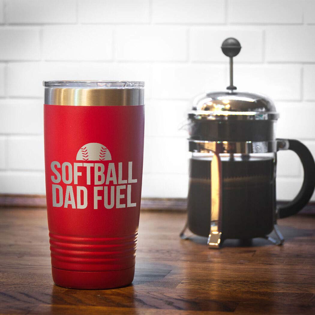 ChalkTalkSPORTS 20 oz Double Insulated Softball Tumbler Cup - Leakproof Stainless Steel Travel Mug for Softball Players & Coaches - Perfect for Games, Practices & Tailgating (Red)