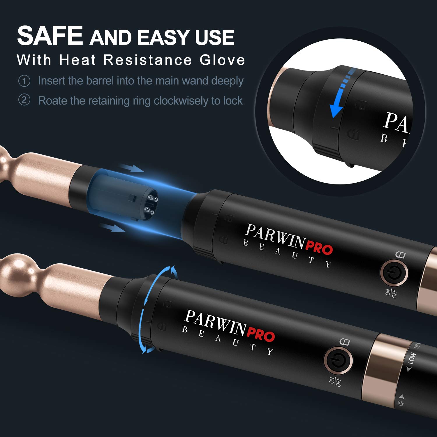 8-in-1 Infrared Ceramic Curling Iron Set with Interchangeable Barrels - Professional Hair Curler Wand for Long & Short Hair - LED Temperature Control, Heat Resistant Glove & Hair Clips Included - Perfect for Salon Styling, Home Use & Special Occasions