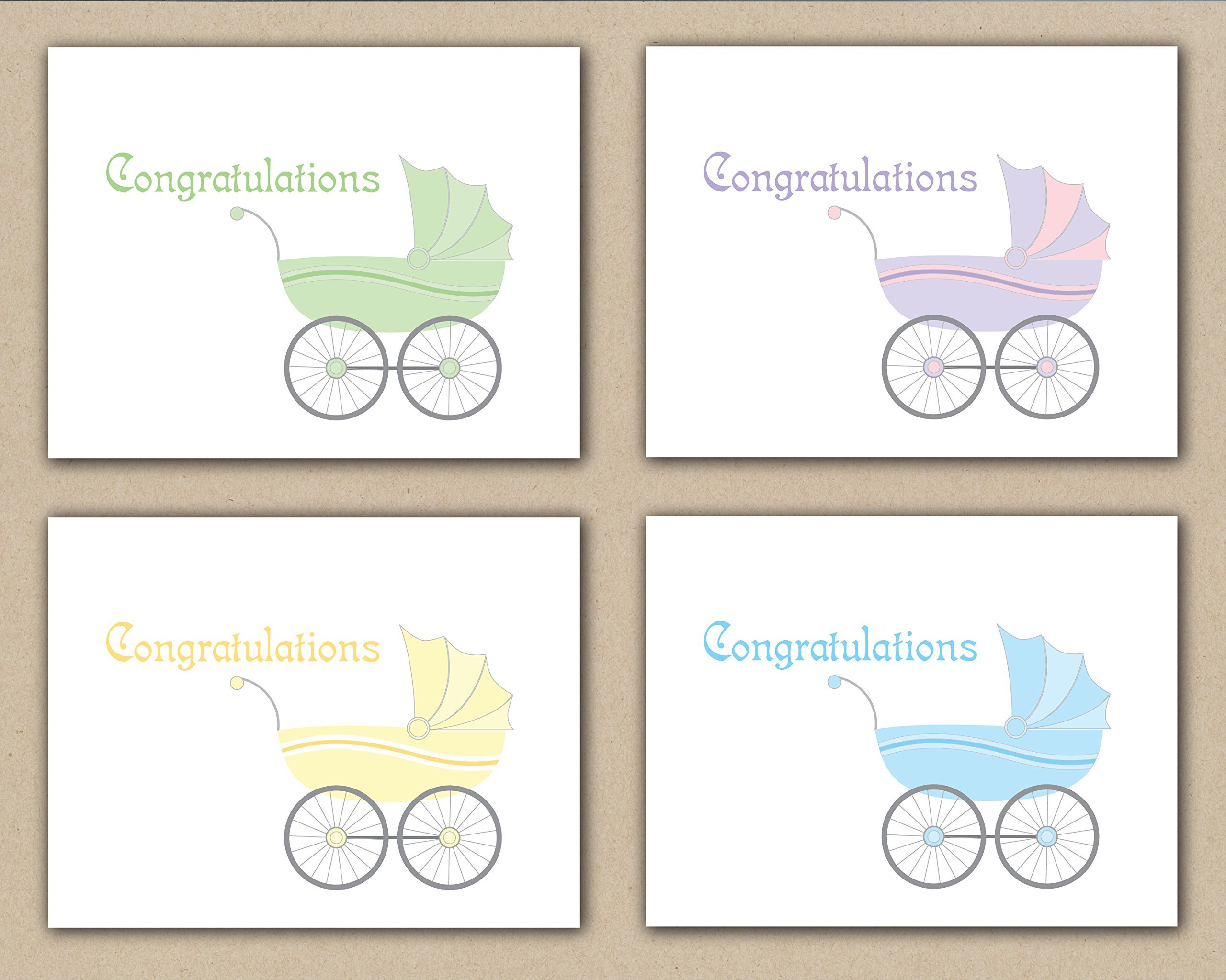 New Baby Congratulations Greeting Cards - 12 Foldover Cards with Envelopes | Perfect for Baby Showers, Birth Announcements & New Parent Gifts