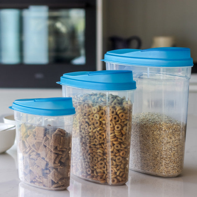 3-Piece Airtight Plastic Food Storage Container Set for Flour, Sugar & Rice - Perfect for Kitchen Pantry Organization & Bulk Food Storage