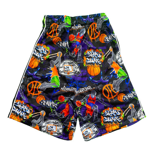 Boys Graffiti Streetball Shorts - Trendy Basketball Shorts for Teens & Kids - Perfect for Streetball, Gym & Casual Wear