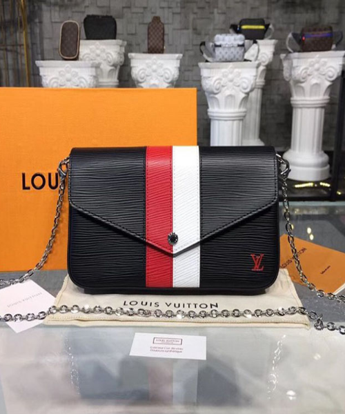 Louis Vuitton Pochette Felicie Epi Leather Crossbody Bag in Noir Black | Luxury Designer Handbag for Women | Perfect for Parties, Date Nights & Everyday Use