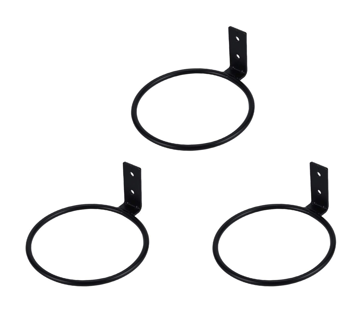 TQVAI 4 Inch Flower Pot Holder - Wall Mounted Planter Hanger Bracket Set of 3, Black - Perfect for Indoor/Outdoor Garden Decor, Balcony & Patio Plant Display