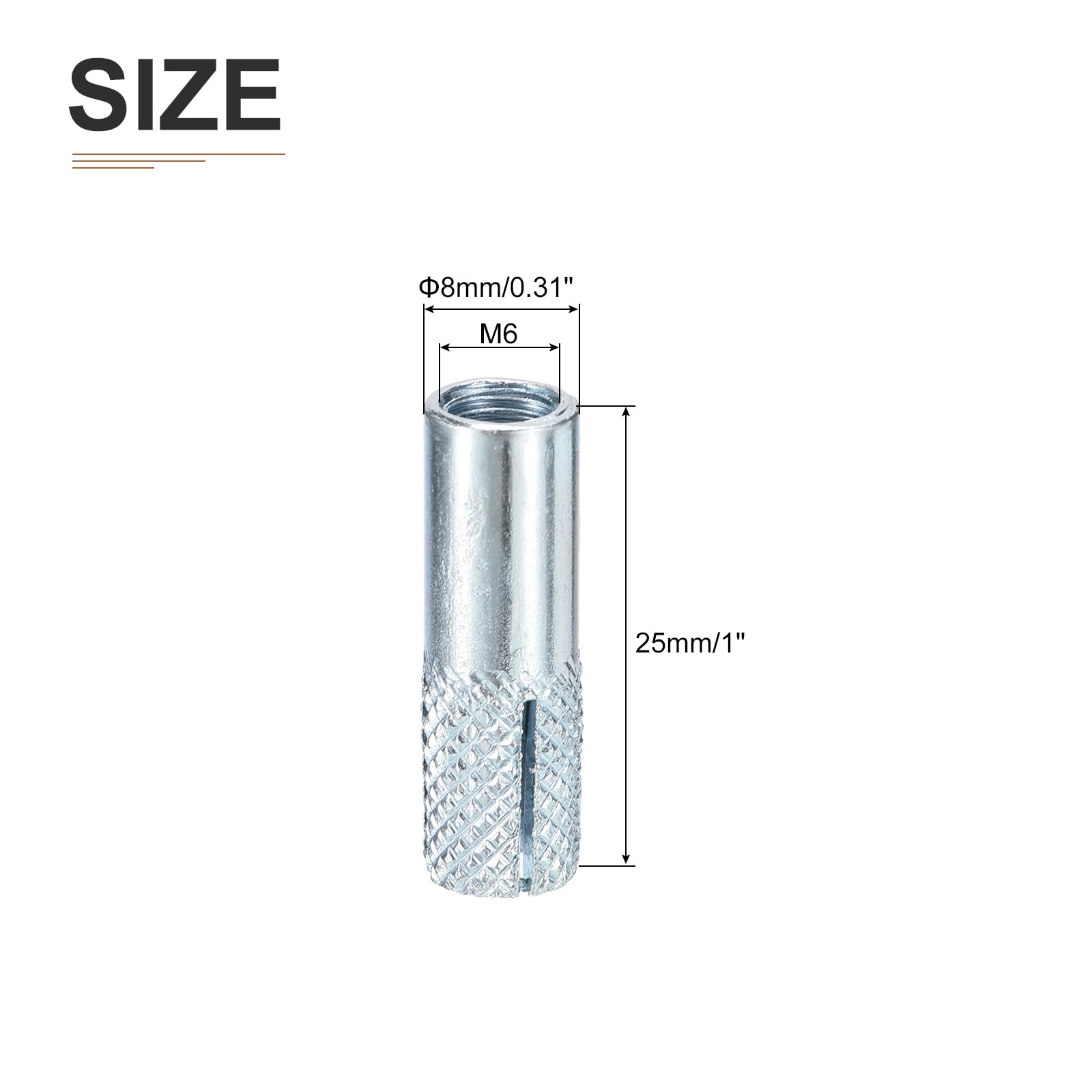 M6 x 25mm Drop-in Anchors (10 Pack) - Carbon Steel Sleeve Expansion Anchors for Drywall, Hollow Bricks & Plaster - Heavy Duty Wall Mounting Hardware - Perfect for Shelves, TV Brackets & Fixture Installations