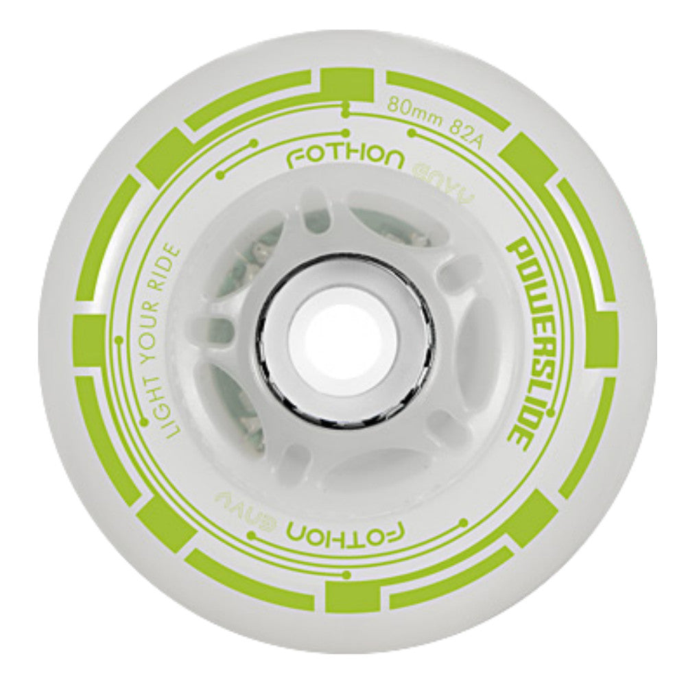 Powerslide Fothon LED 72mm Light Up Inline Skate Wheels - 4 Pack Set for Night Skating, Roller Derby & Outdoor Rollerblading Adventures