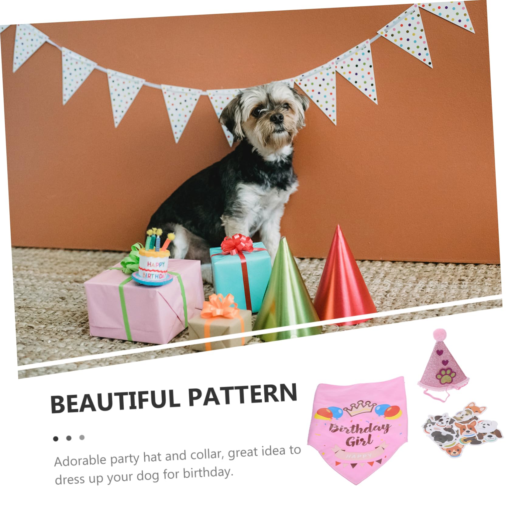 GRIRIW Dog Birthday Hat & Collar Bib Set - Adjustable Pet Party Accessories for Small Medium Large Dogs - Perfect for Birthday Parties, Halloween & Christmas Costumes