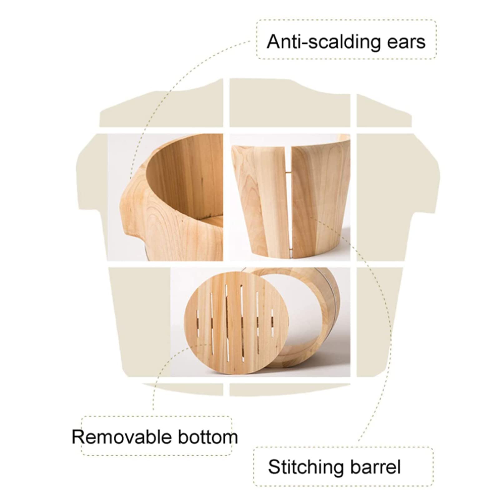 Handmade Wooden Sushi Rice Steamer with Lid - Traditional Chinese Bamboo Steaming Barrel for Sushi, Desserts, Fish & Rice (50cm) - Perfect for Japanese Cuisine & Asian Cooking