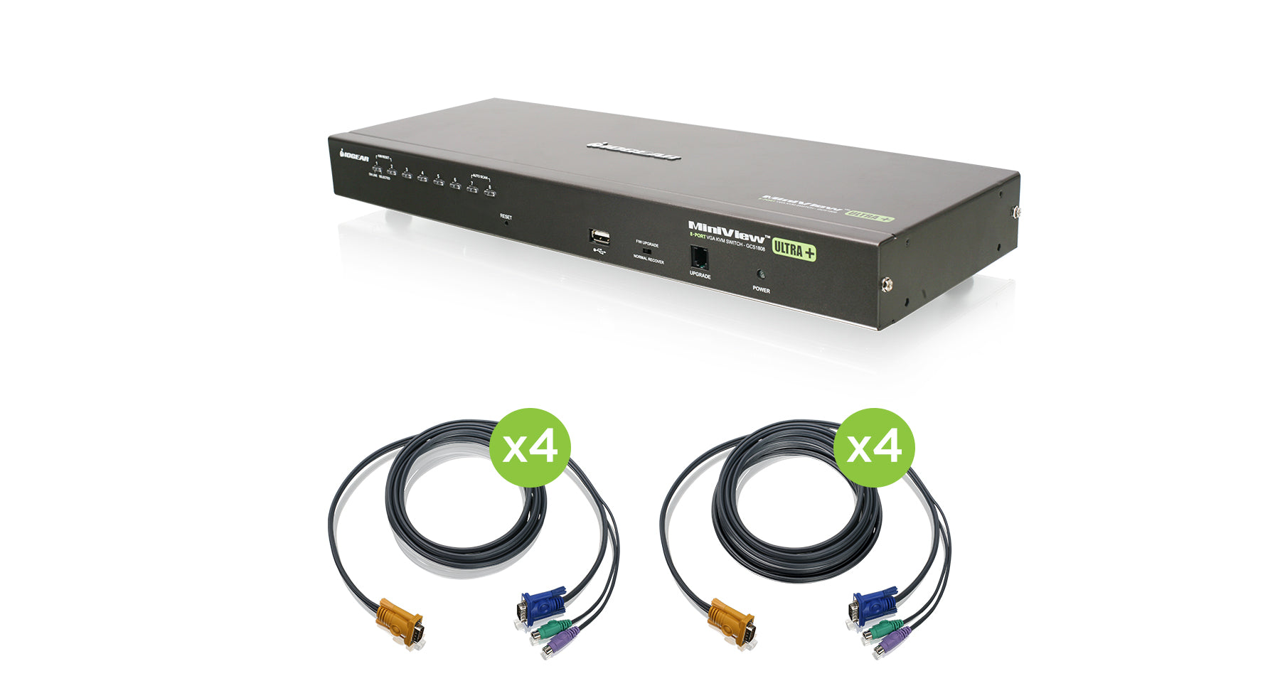 8 Port USB PS/2 Combo VGA KVM Switch with Cables - TAA Compliant - Ideal for Office, Data Center & Multi-Computer Management