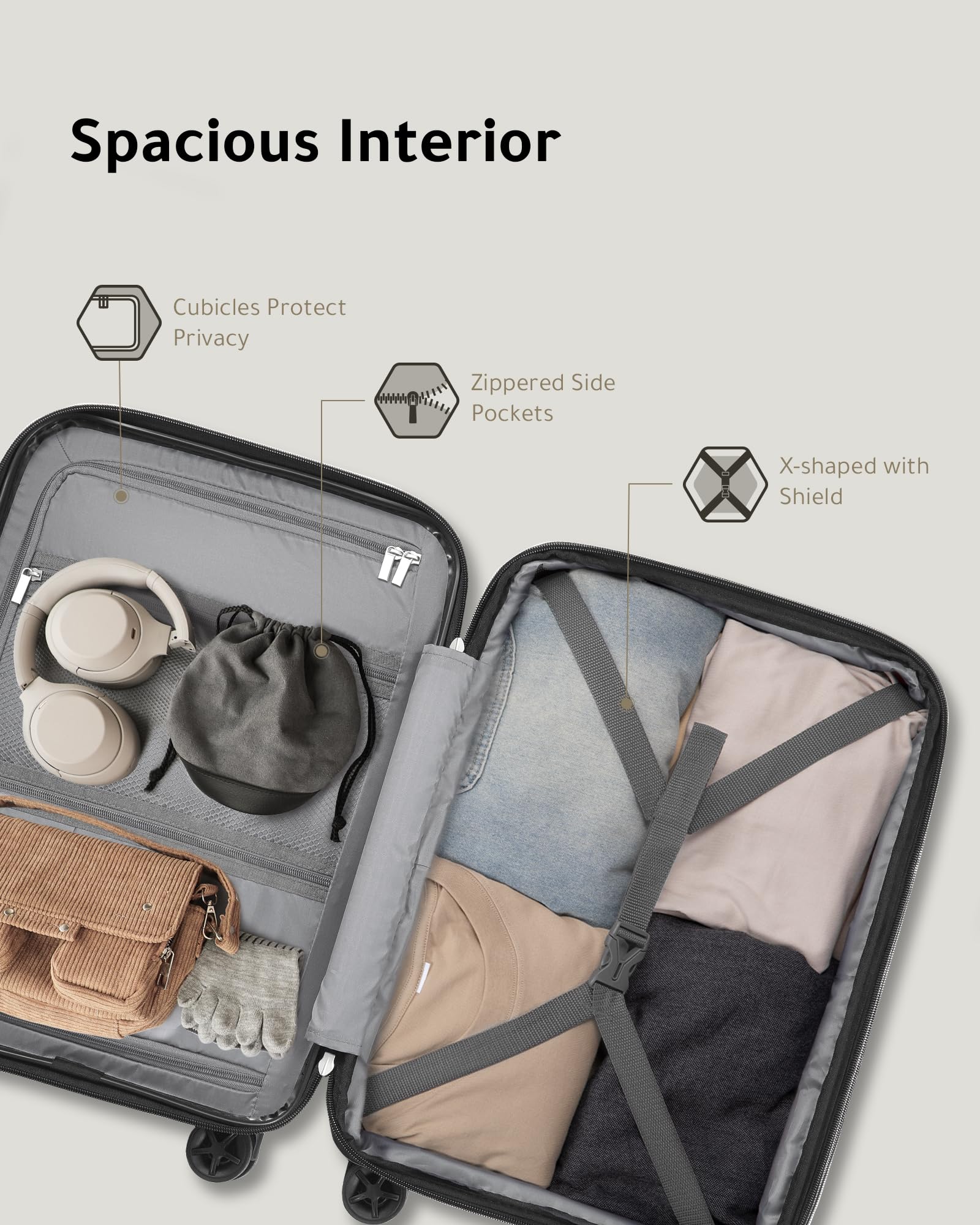 LUGGEX 28 Inch Expandable Hardshell Spinner Luggage - Lightweight Polypropylene Large Suitcase with 360° Wheels (Black) for Travel, Business Trips & Vacation Packing