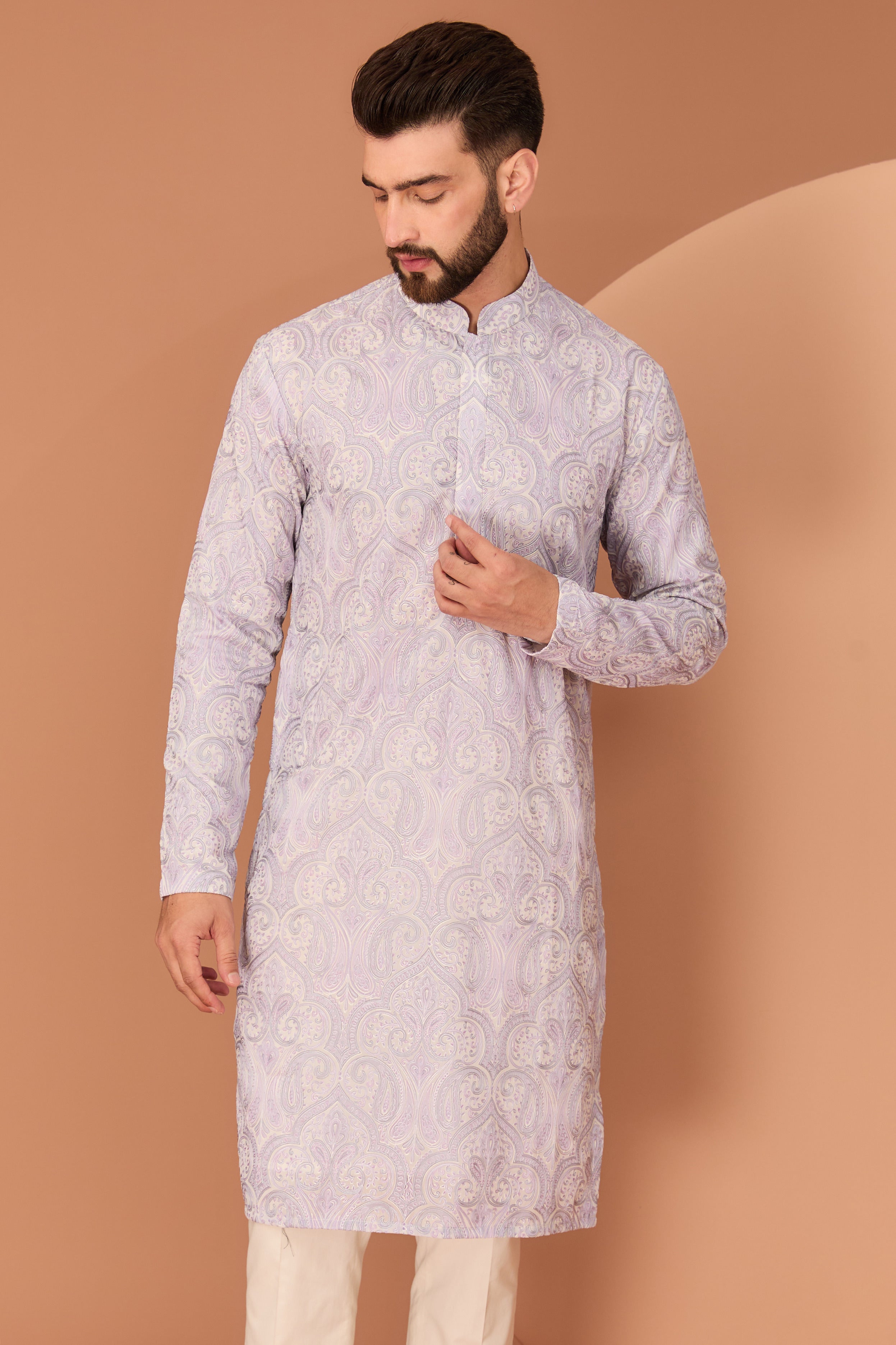 Elegant Purple Kashmiri Embroidered Chikankari Kurta for Women | Traditional Handcrafted Indian Tunic | Perfect for Festivals, Weddings & Casual Wear