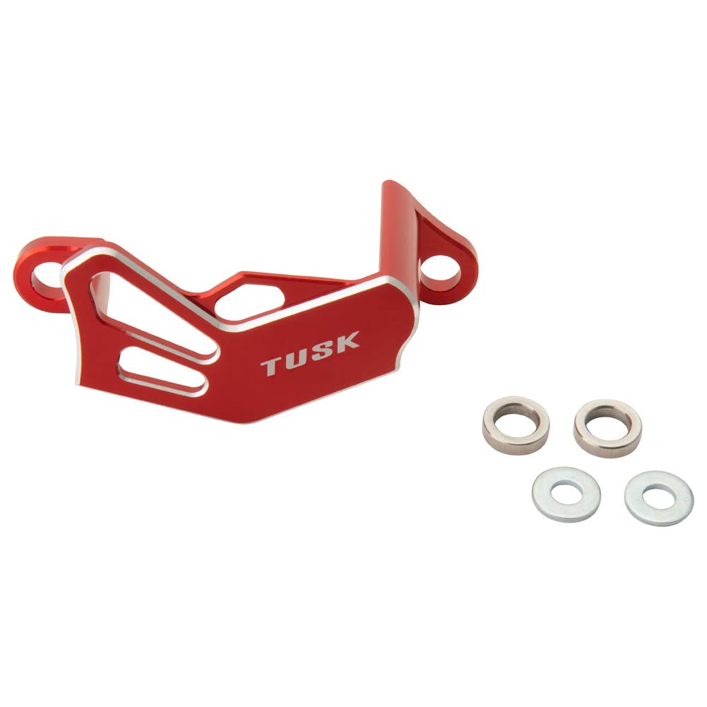 Tusk Billet Rear Brake Caliper Guard - Red | Durable Motorcycle Protection for Off-Road & Trail Riding