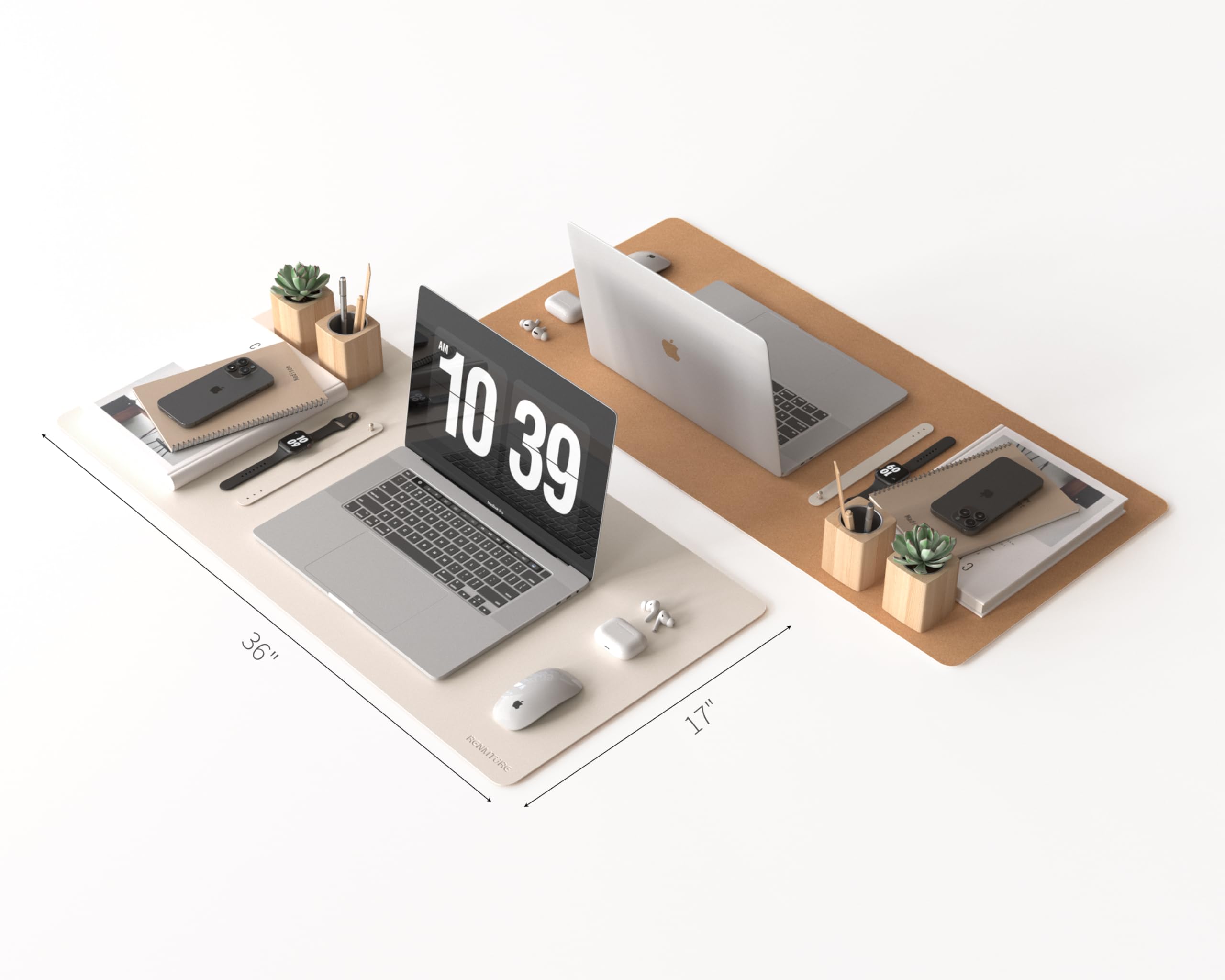 Premium Dual-Sided Desk Pad - Faux Leather & Natural Cork Mouse Mat (36