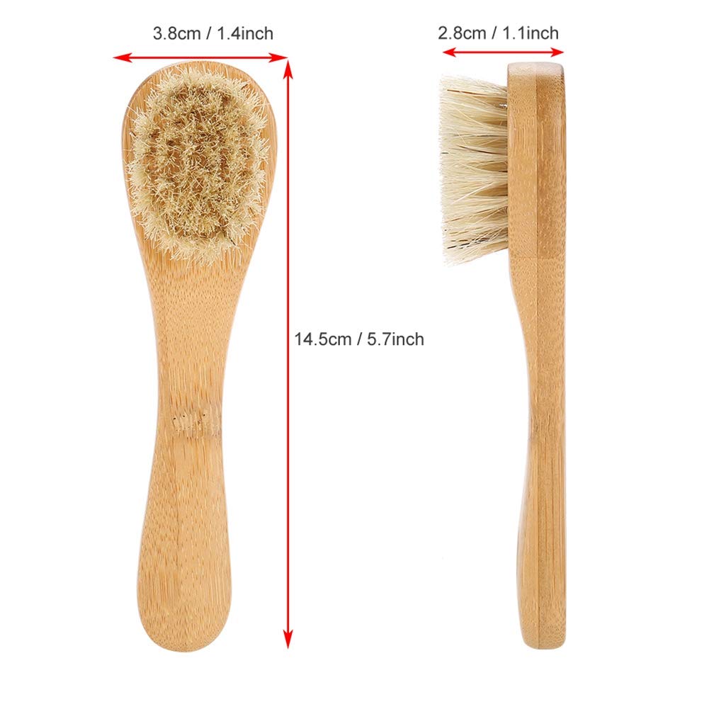 Jonlaki Facial Cleansing Brush with Wooden Handle - Gentle Exfoliating Face Brush for Skin Massage & Dry Brushing | Improves Blood Circulation & Skin Texture | Perfect for Daily Skincare & Spa Treatments