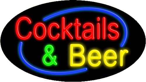Vintage Neon Bar Sign - Cocktail & Beer Glass LED Light for Home Pub, Man Cave, or Restaurant Decor | Made in USA | Perfect for Parties, Game Nights & Themed Events