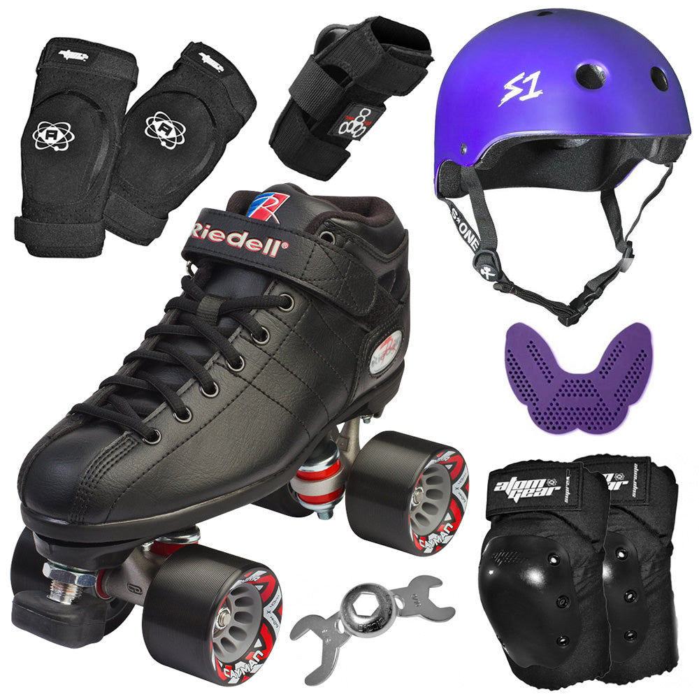 R3 Supreme Roller Derby Bundle - Complete Quad Skates & Protective Gear Set for Men & Women - Perfect for Roller Derby, Rink Skating & Outdoor Rollerblading