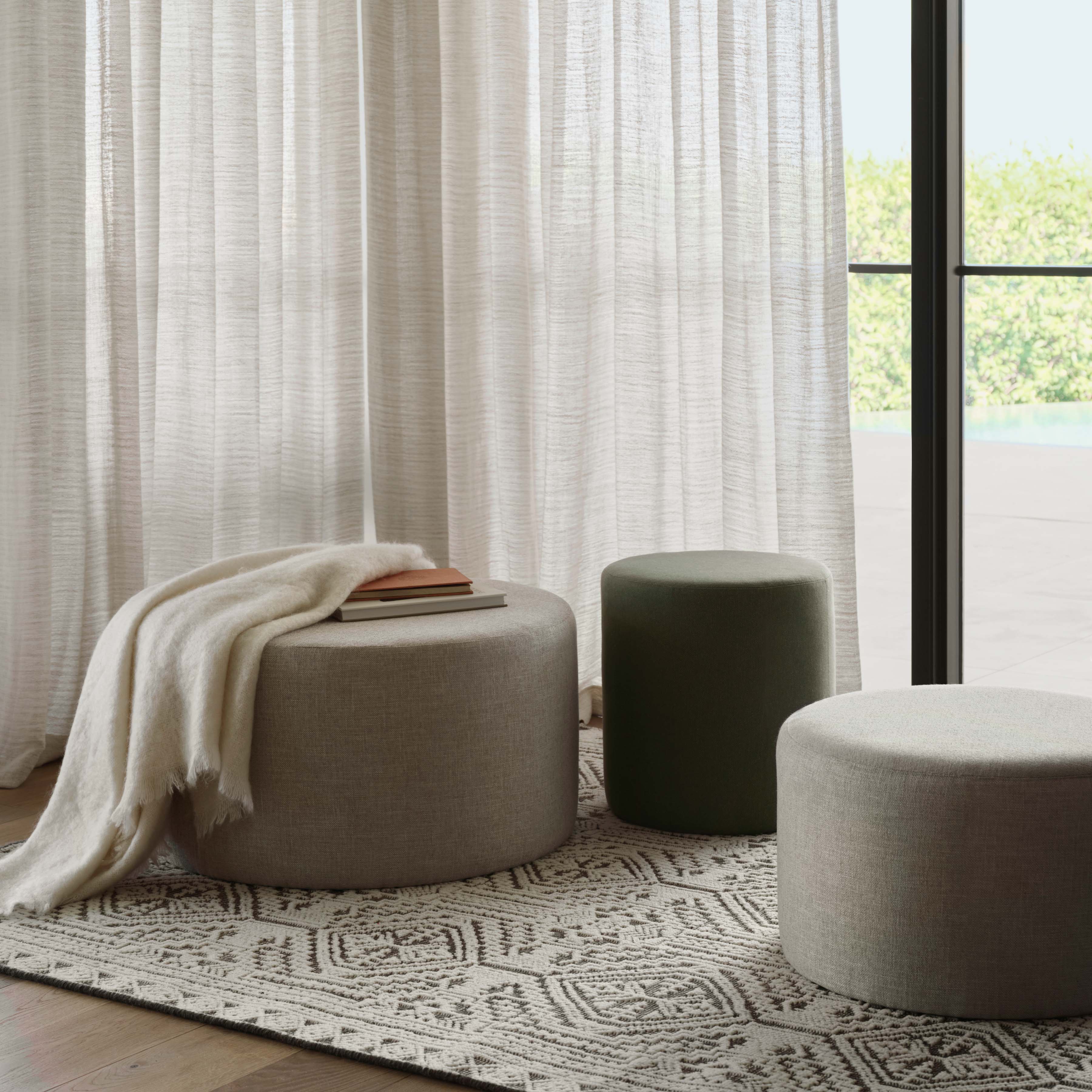 Bower Ottoman Small - Compact Storage Footrest for Living Room, Bedroom & Office - Perfect for Small Spaces