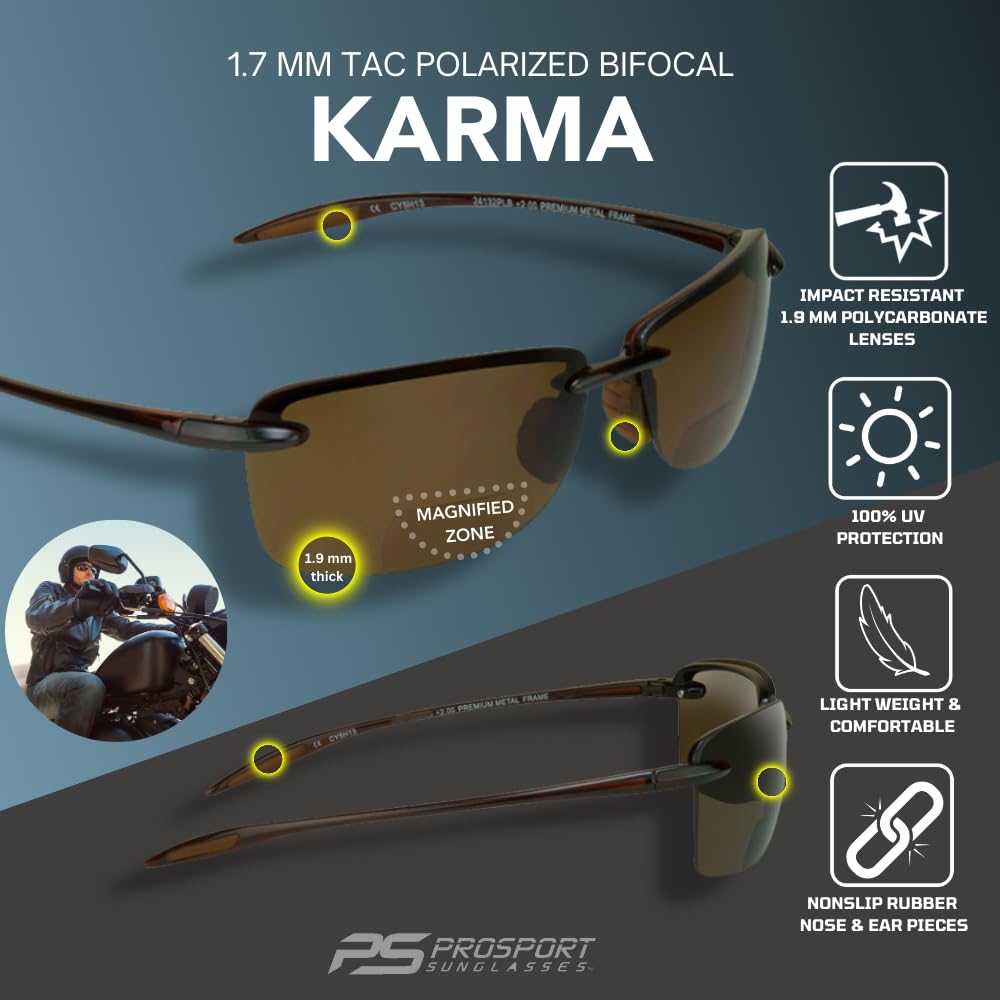ProSPORT Polarized Bifocal Reading Sunglasses for Men & Women - Lightweight Comfortable Sports Eyewear for Fishing, Golf, Driving & Outdoor Activities