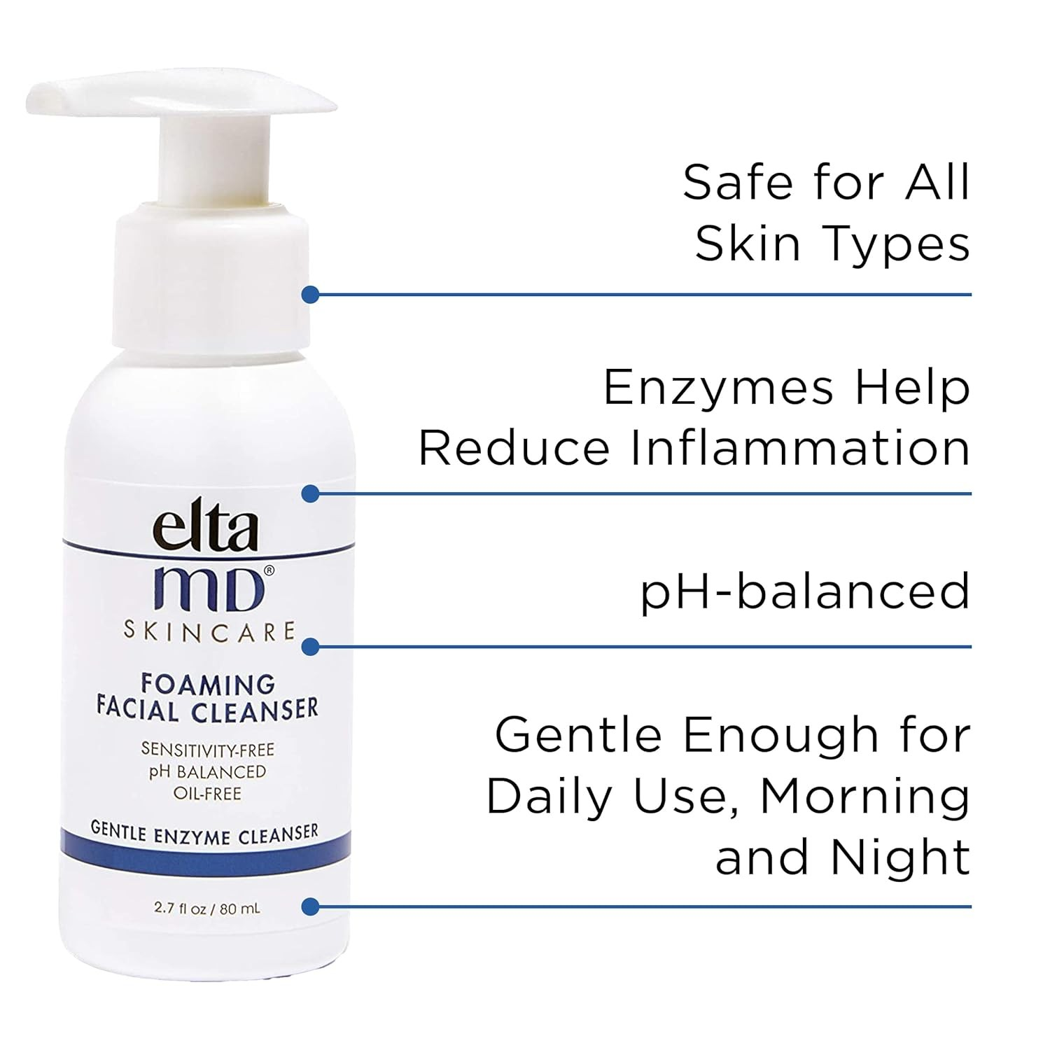 EltaMD Foaming Facial Cleanser - Gentle pH-Balanced Face Wash for Sensitive Skin | Oil-Free, Dermatologist Recommended | Perfect for Daily Cleansing & Makeup Removal