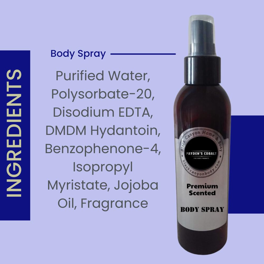 Payden's Cobalt Cedar & Leather Scented Body Lotion and Body Spray Gift Set for Men, 8 Oz - Moisturizing & Long-Lasting Fragrance for Daily Use, Work & Date Night