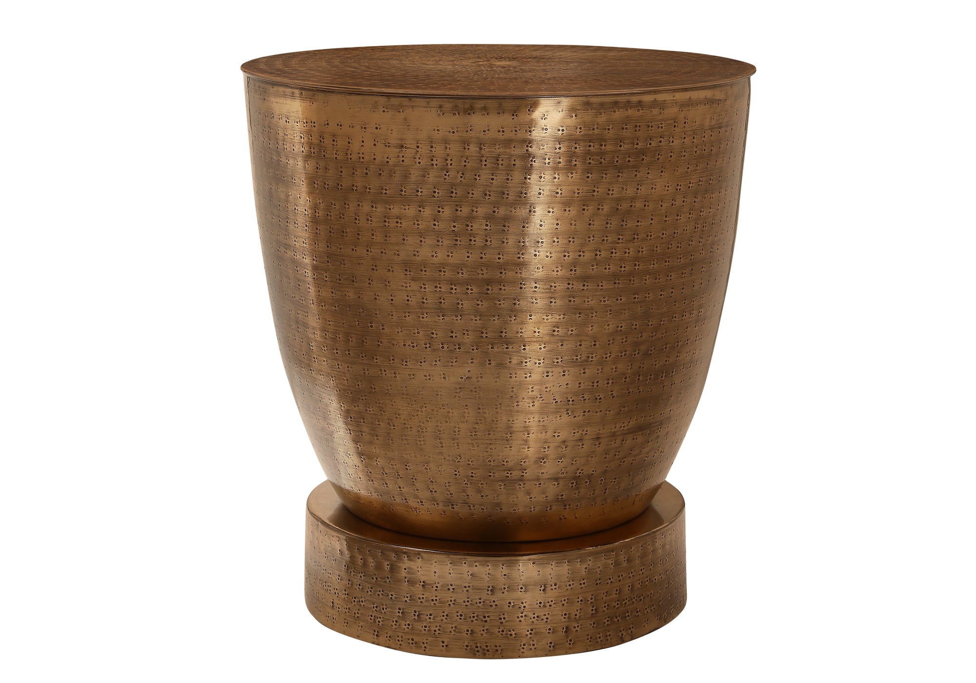 Handmade Contemporary Copper Metal Accent Table Drum - Modern Indian Home Decor for Living Room, Bedroom & Office
