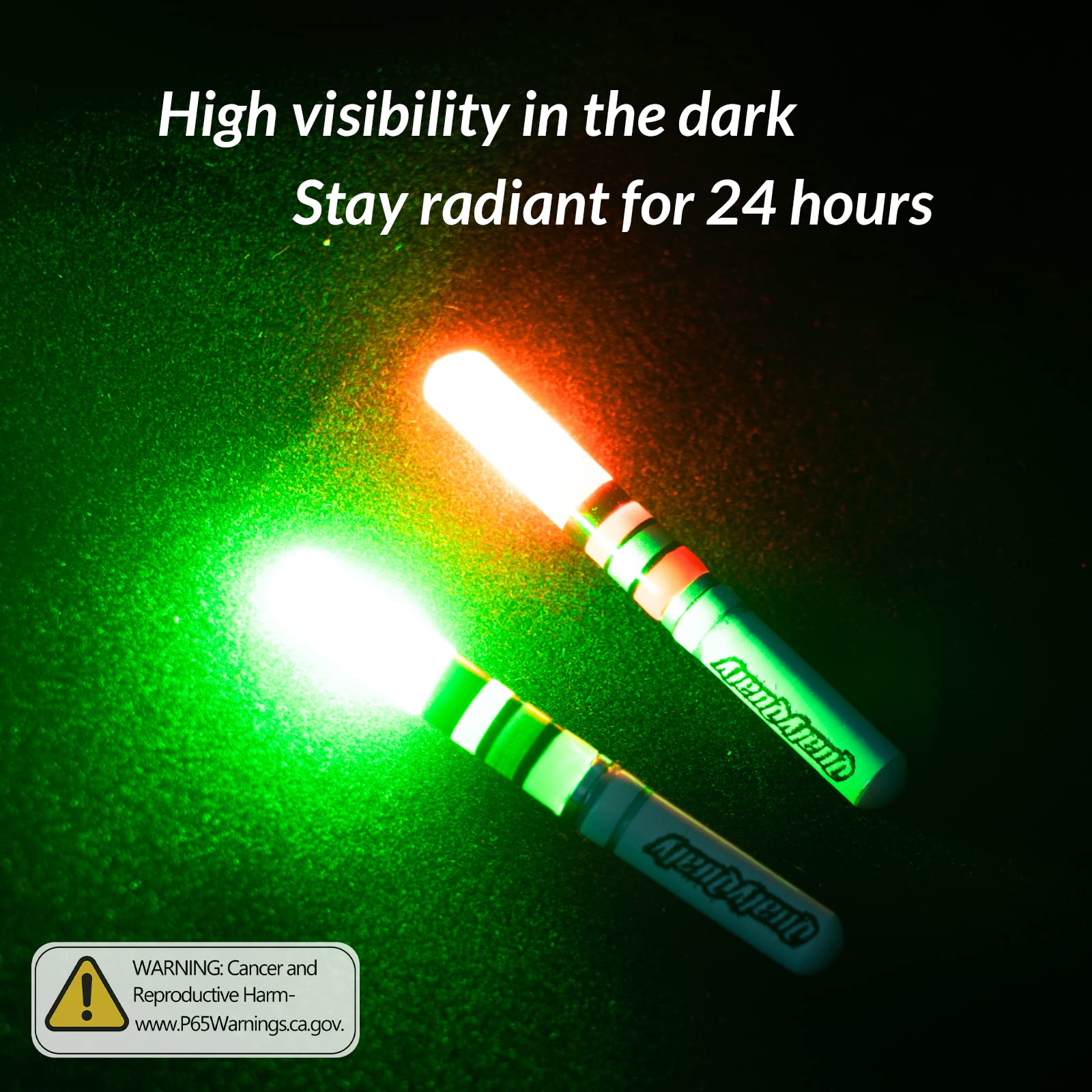 QualyQualy 6-Pack LED Fishing Glow Sticks with Batteries - Waterproof Night Fishing Lights for Bobbers, Floats & Rod Tips - Perfect for Night Fishing, Camping & Emergency Lighting