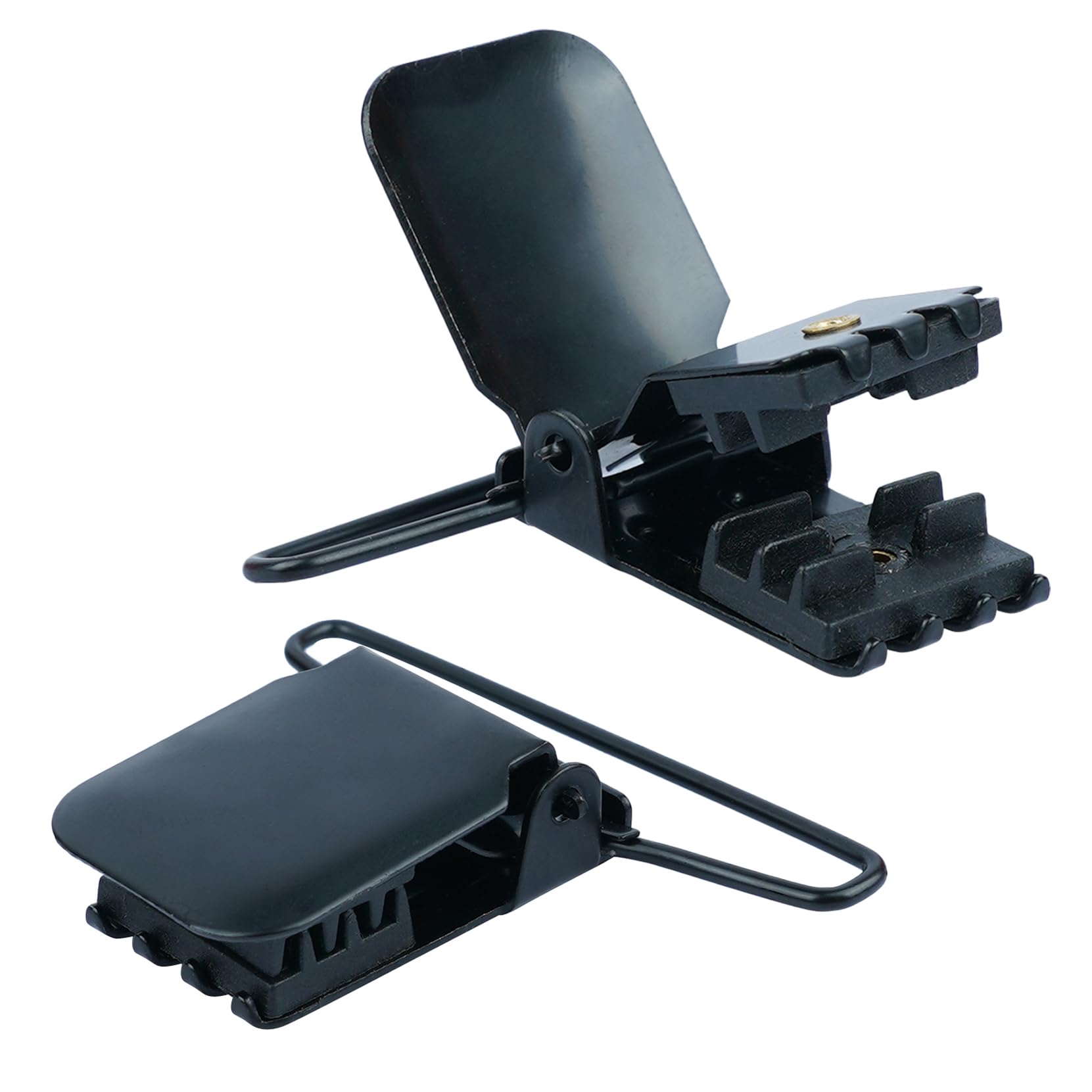Heavy Duty 2 Inch Black Plated Suspender Clips with Plastic Gripping Teeth - Durable Belt Clips for Work Pants, Overalls & Uniforms - Ideal for Construction, Carpentry & Outdoor Activities